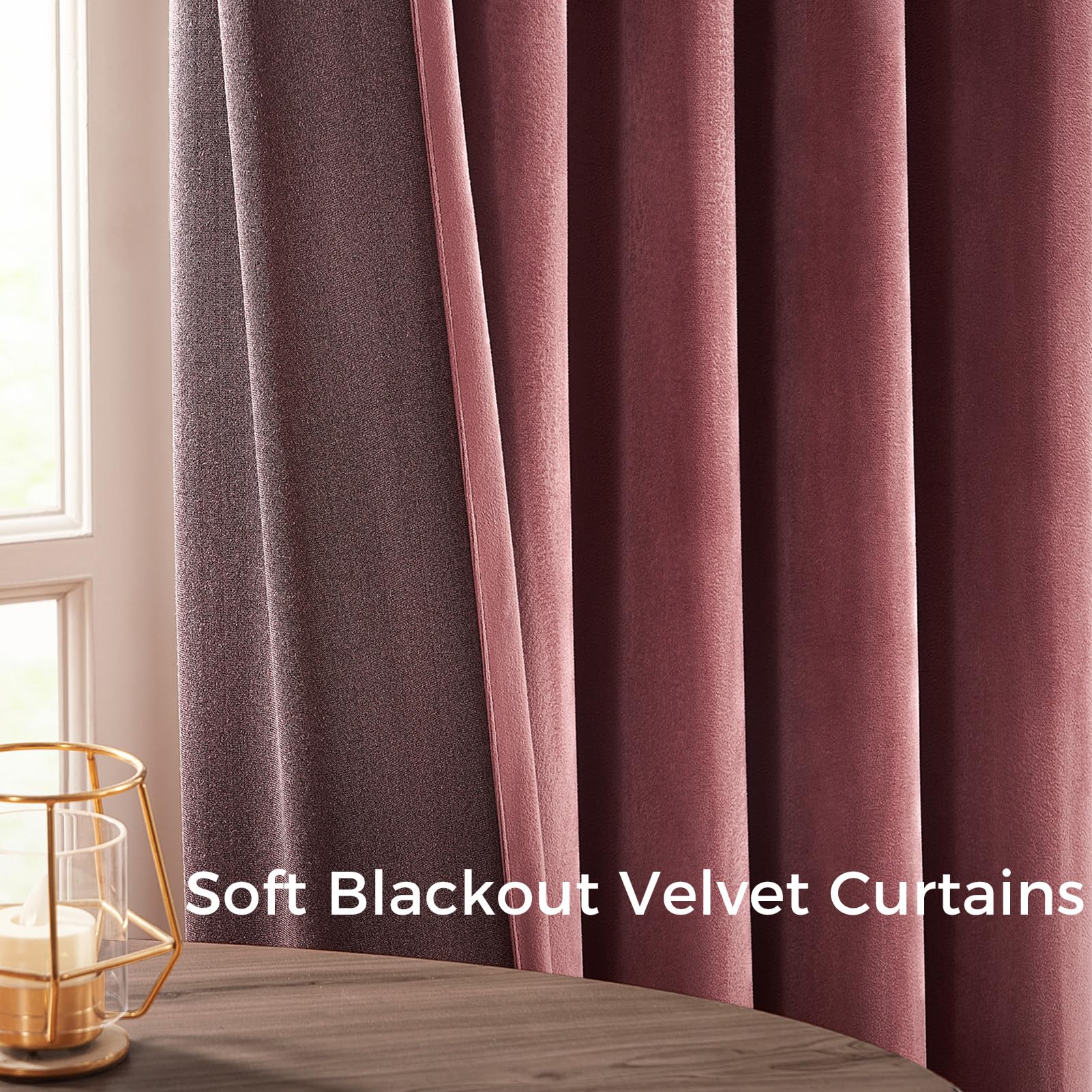 Topfinel Dusty Rose Velvet Blackout Curtains 84 Inch Long,Room Darkening Thermal Insulated Spring Drapes for Bedroom,Rod Pocket Back Tab Window Treatment for Living Room,2 Panels Burg