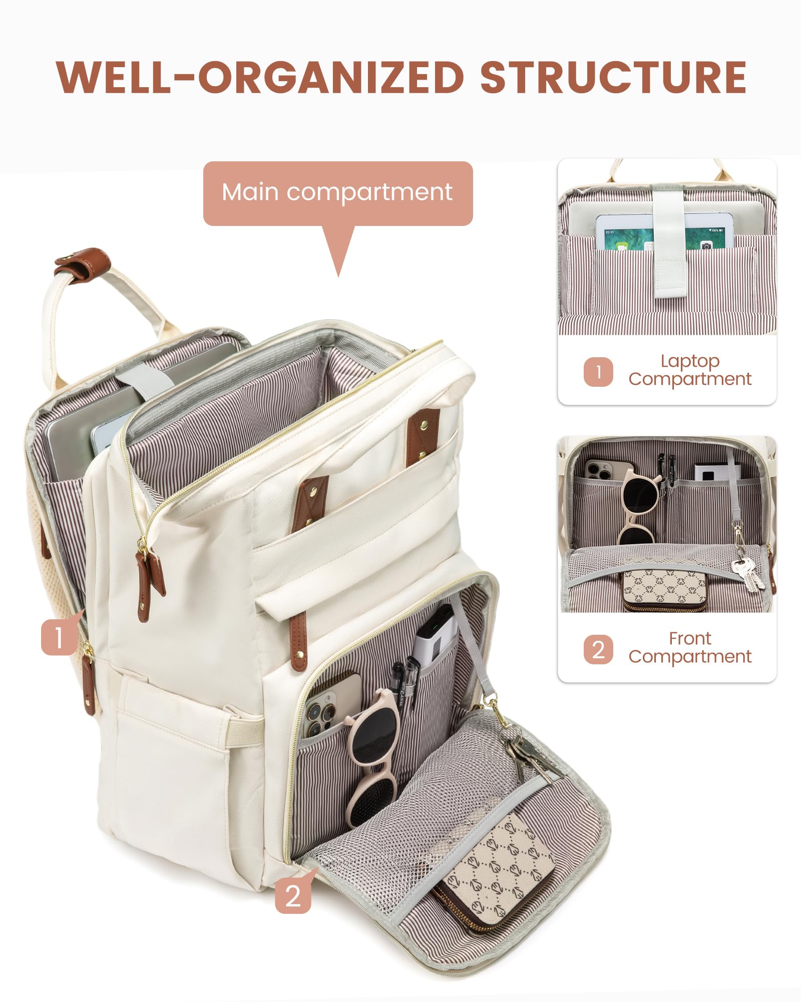 LOVEVOOK Laptop Backpack for Women, 15.6 inch Waterproof Nurse Bag Teacher Work Backpack Purse for Women, Travel Computer Backpack for College Office Business Ladies
