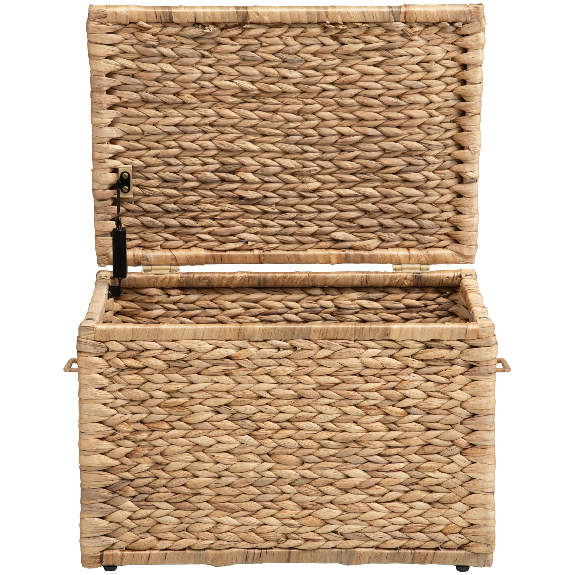 eHemco Heavy-duty Water Hyacinth Wicker Storage Trunk with Metal Frame, 30 by 17.5 by 17.5 Inches, Brown Wash
