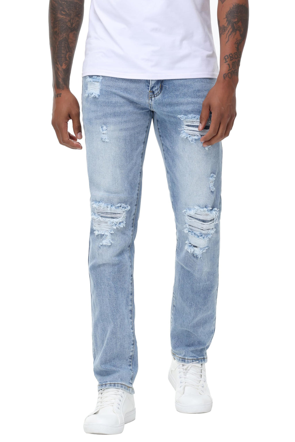 MZNBURAM Men's Stretch Regular Fit Straight-Leg Cotton Fashion Comfort Flex Waist Denim Pants Jeans