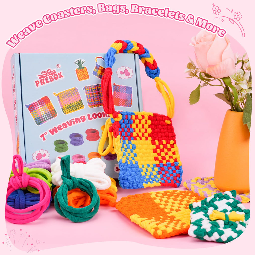 PREBOX 1000 PCS Weaving Loom Loops Refill, 10 Colors for 7 inch Potholder Loom, Craft Supplies for Kids and Beginners, Christmas & Birthday Gifts for Girls 6 7 8-10 10-12 Year Old