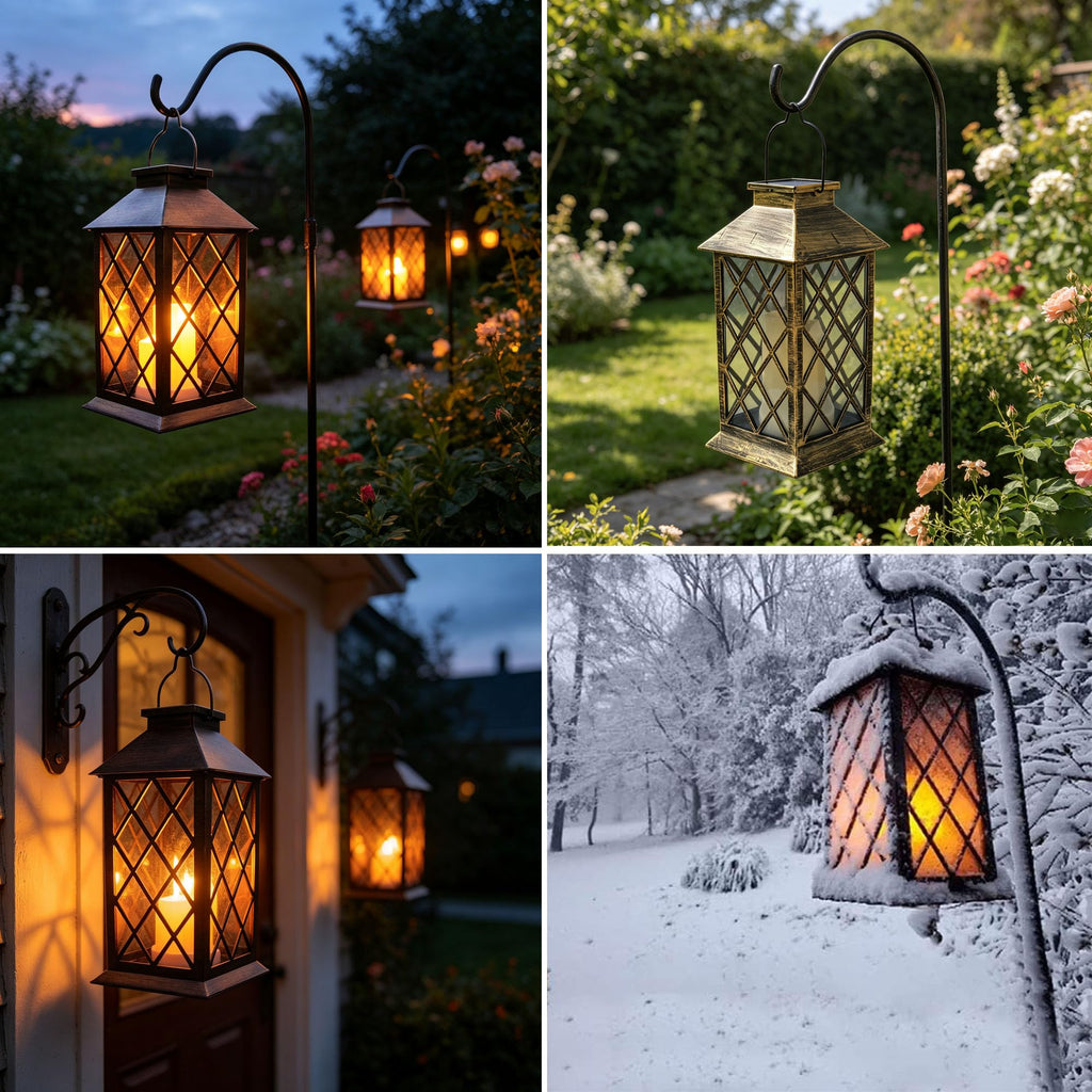 Solar Lantern Outdoor, Outdoor Hanging Candle Lanterns LED Lights - PVC Waterproof Solar Lights Decorative Lantern Lights for Table,Outdoor,Party…