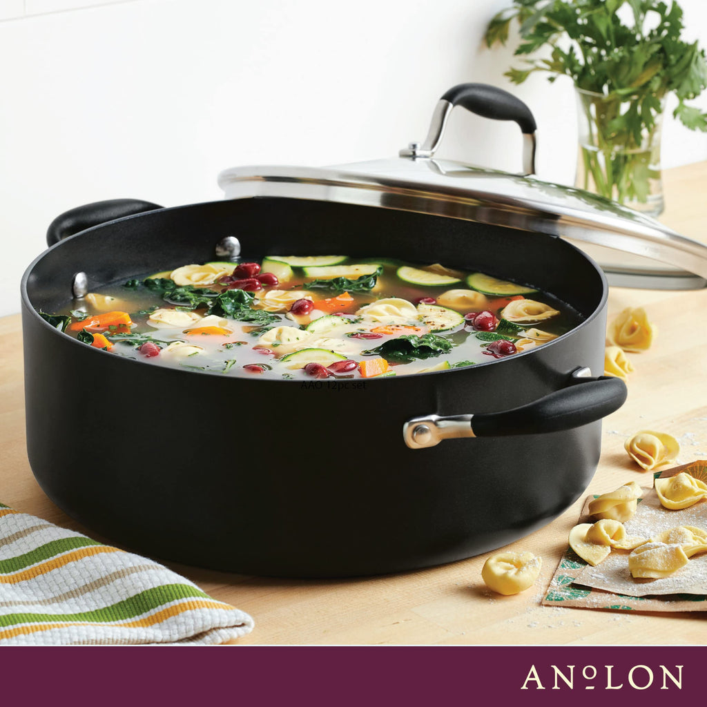 Anolon Advanced Home Hard Anodized Nonstick Sauce Pan/Saucepan with Straining and Lid, 2 Quart (2 Qt Straining Saucepan, Indigo)