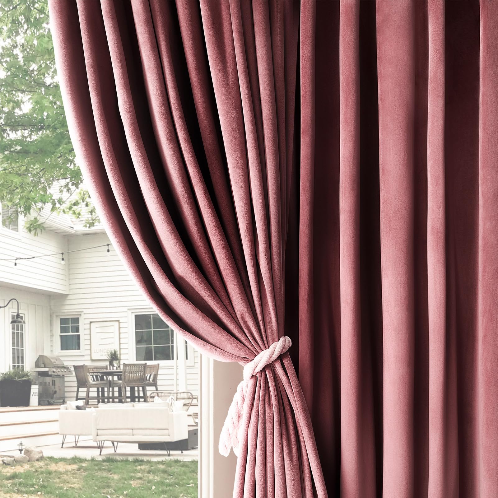 Topfinel Dusty Rose Velvet Blackout Curtains 84 Inch Long,Room Darkening Thermal Insulated Spring Drapes for Bedroom,Rod Pocket Back Tab Window Treatment for Living Room,2 Panels Burg