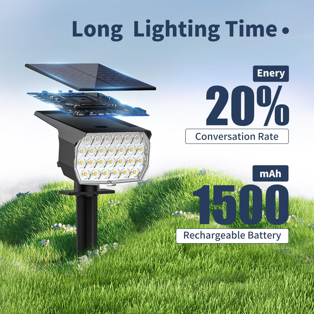 Solar Spot Lights Outdoor Waterproof IP65, 102 LEDs Solar Spotlights with Adjustable Light & Panel, [4 Modes/6 Pack] Landscape Flood Powered Lights for Outside Yard Garden Pathway(Warm White)
