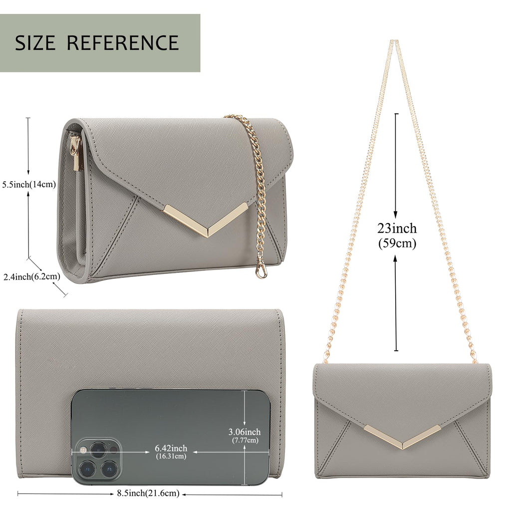 DEXMAY Women Envelope Clutch Faux Saffiano Leather Evening Handbag Foldover Clutch Bag Formal Dressy Purse