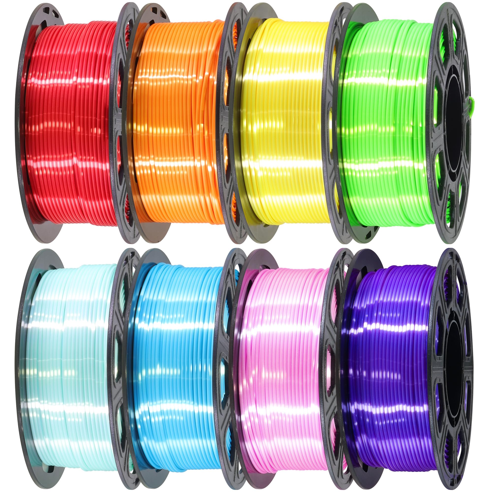 1.75mm PLA 3D Printer Filament Bundle: Glow in Dark Green/Blue/Purple/Rainbow, One Spool Clear Multi Colored, Each Spool 250g, Total 1.25Kg 3D Printing Material, 250g x 5 Spools Glow in Dark PLA