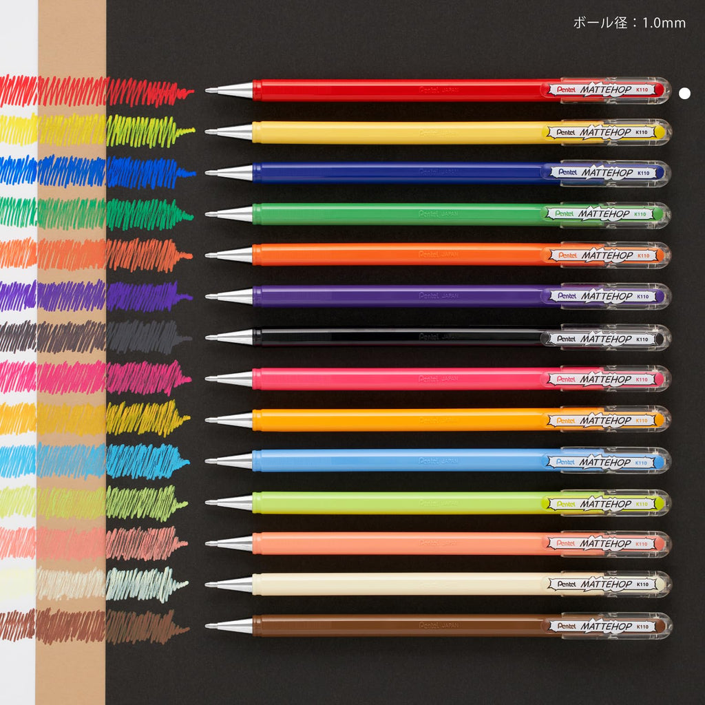 Pentel Matte Hop Original + Sweet Color Ballpoint Pen, 14 Colors K110-V14ST