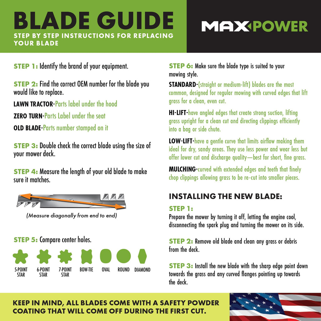 MaxPower 561544B 2-Blade Set for 46 Inch Cut MTD/Cub Cadet/Troy-Bilt Replaces 942-04244, 942-04290, 942-04244A, 742-04290, 742-04244, Black