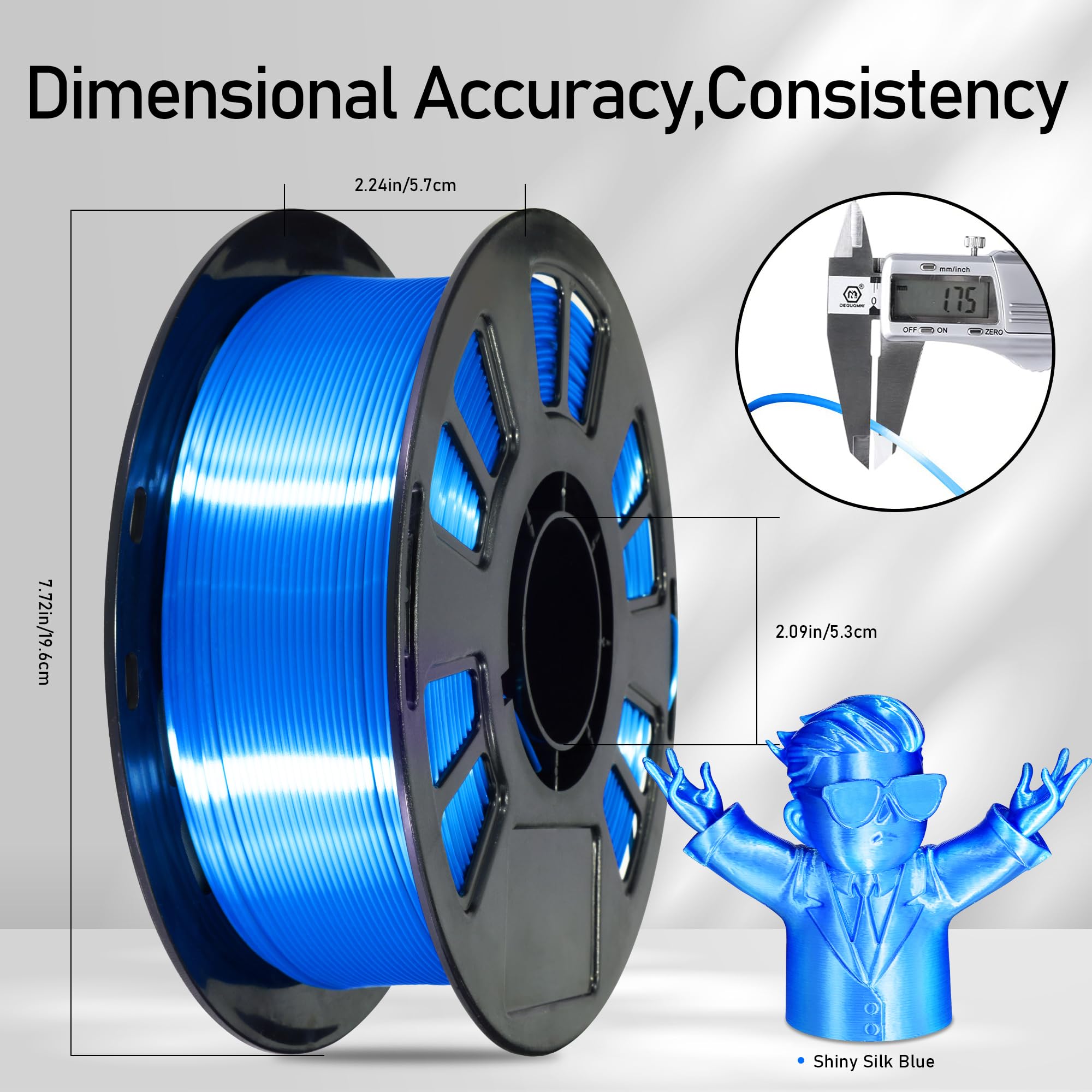 1.75mm PLA 3D Printer Filament Bundle: Glow in Dark Green/Blue/Purple/Rainbow, One Spool Clear Multi Colored, Each Spool 250g, Total 1.25Kg 3D Printing Material, 250g x 5 Spools Glow in Dark PLA