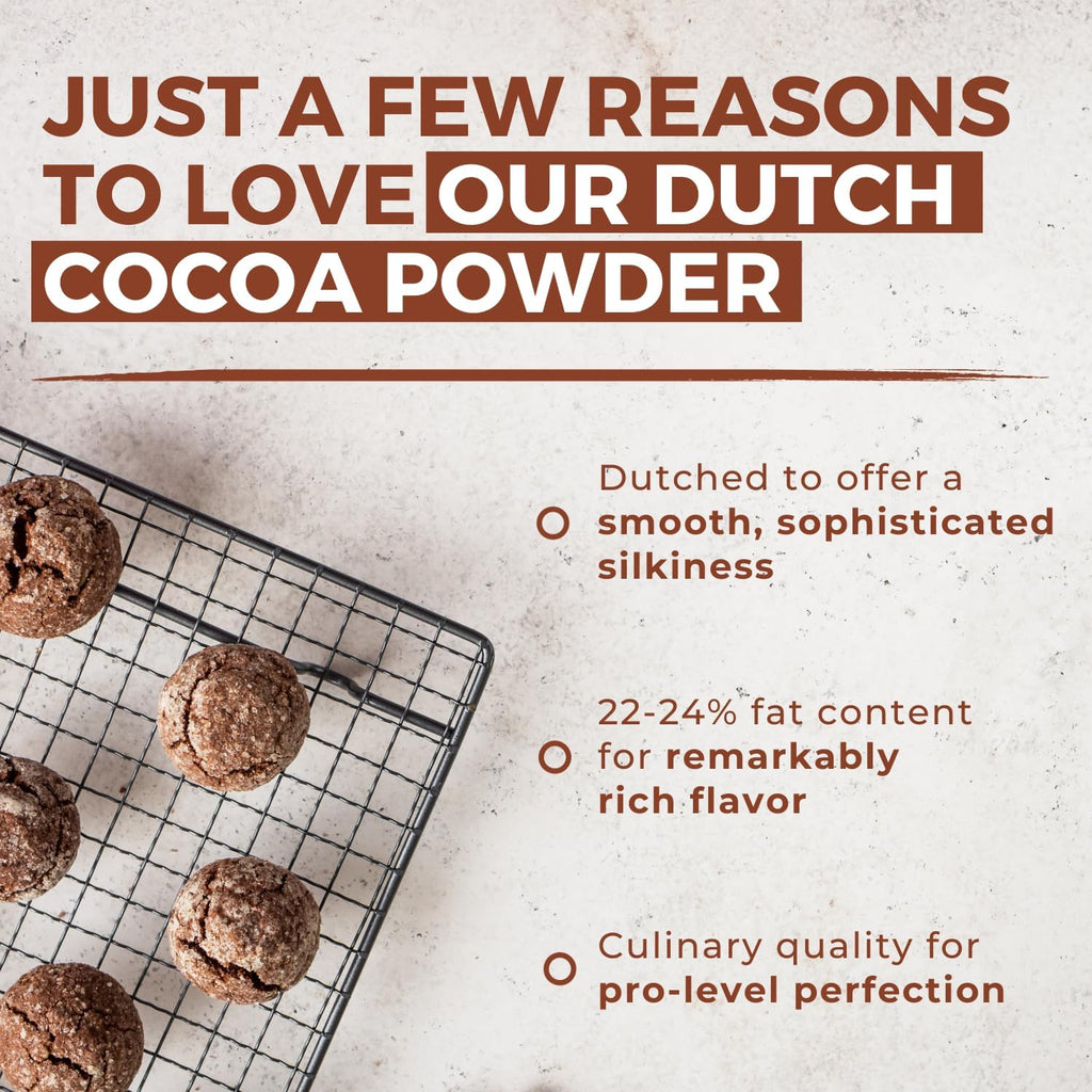 Cocoa Powder (1 lb) Dutch Processed Cocoa Powder, Unsweetened, Extra Rich Cocoa Flavor, 22-24% Fat, Premium Culinary Grade, Non-GMO, Perfect Cocoa for Baking and Cooking
