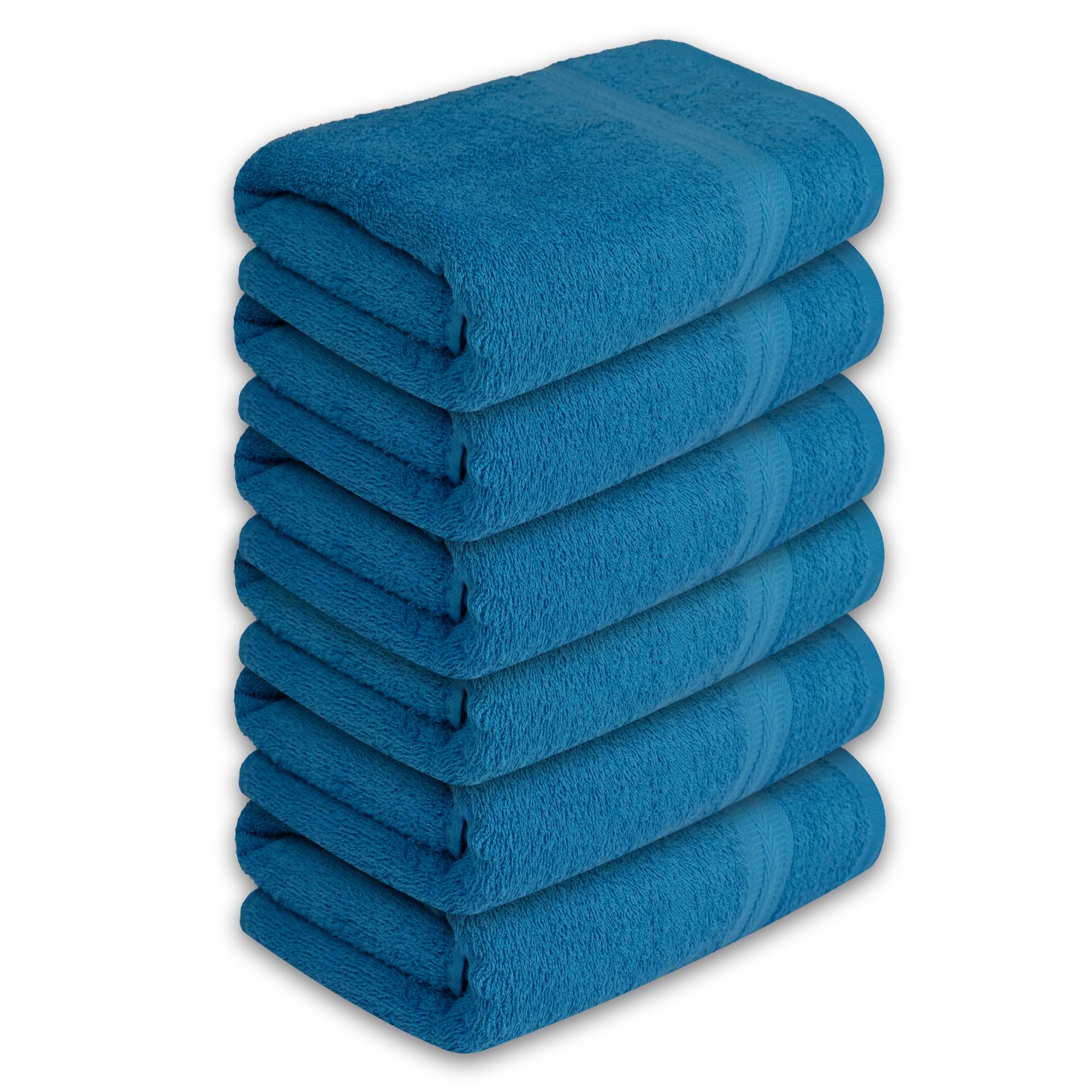 Medium Bath Towels Pack of 6 – 24x48 Inches – Soft, Quick Dry & Highly Absorbent – 100% Cotton Towels for Bathroom, Spa, Gym & Hotel – Aqua Blue