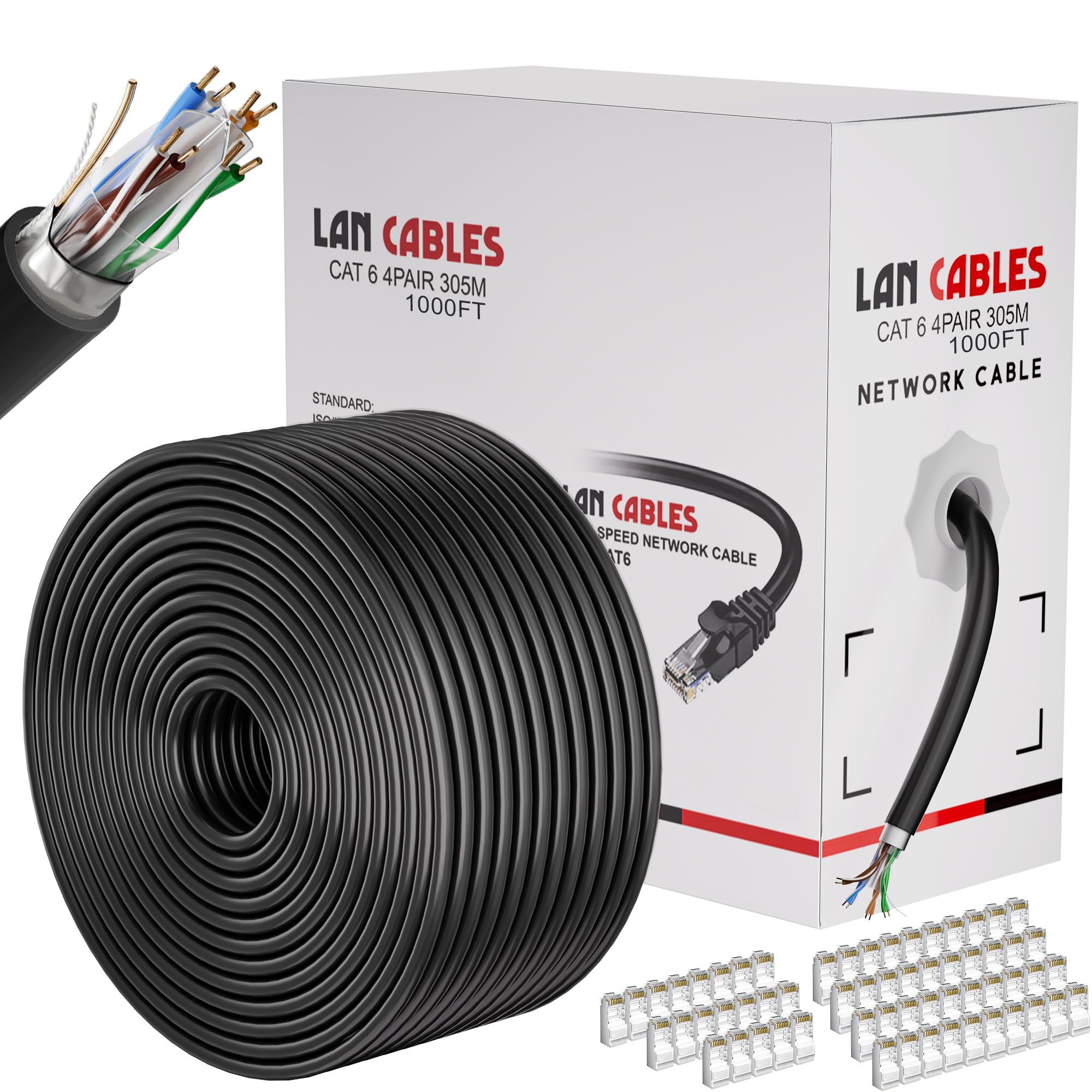 MEIPEK Cat 6 Shielded Ethernet Cable 10ft, Outdoor&Indoor Cat 6 Patch Cable, Heavy Duty 23AWG, High Speed, Weatherproof, UV Resistant Cat6 RJ45 LAN Network Cables for Gaming, Modem