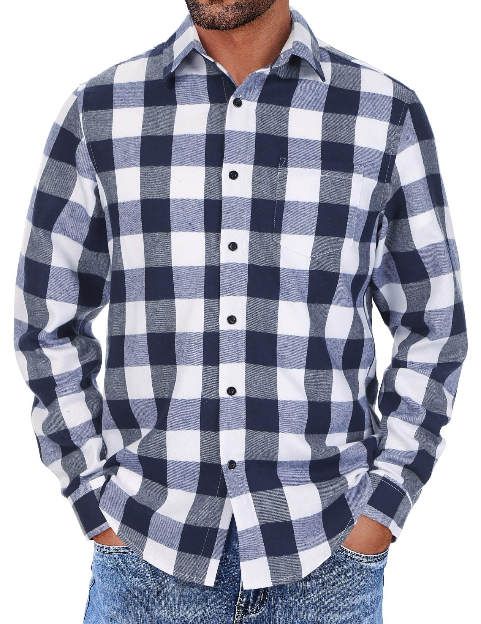 COOFANDY Mens Flannel Shirts Long Sleeve Button Down Shirt with Pocket Casual Shirts Work Shirts for Men