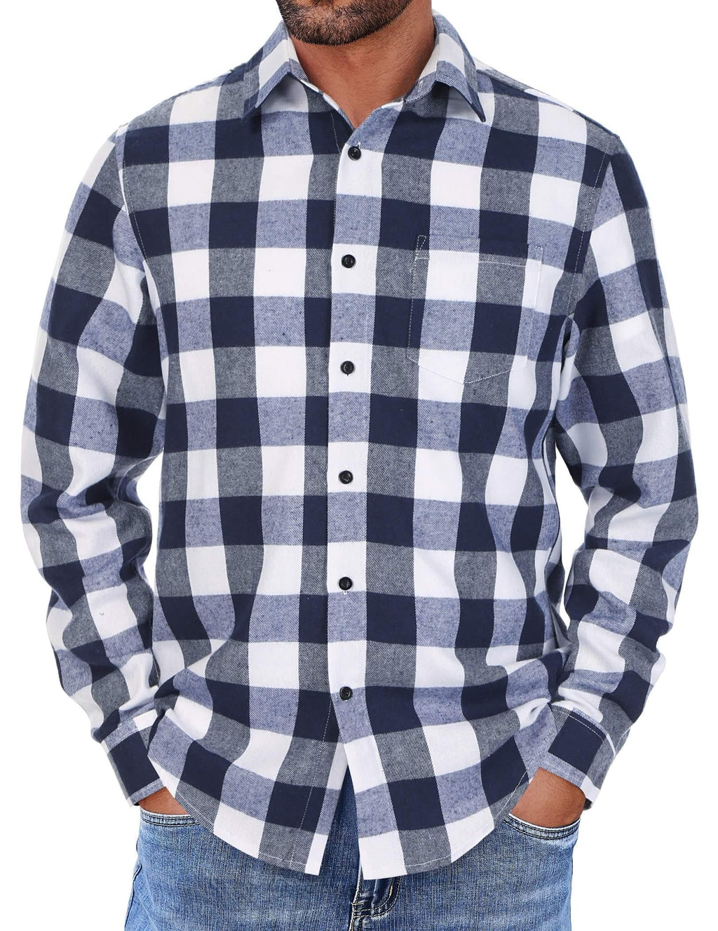 COOFANDY Mens Flannel Shirts Long Sleeve Button Down Shirt with Pocket Casual Shirts Work Shirts for Men