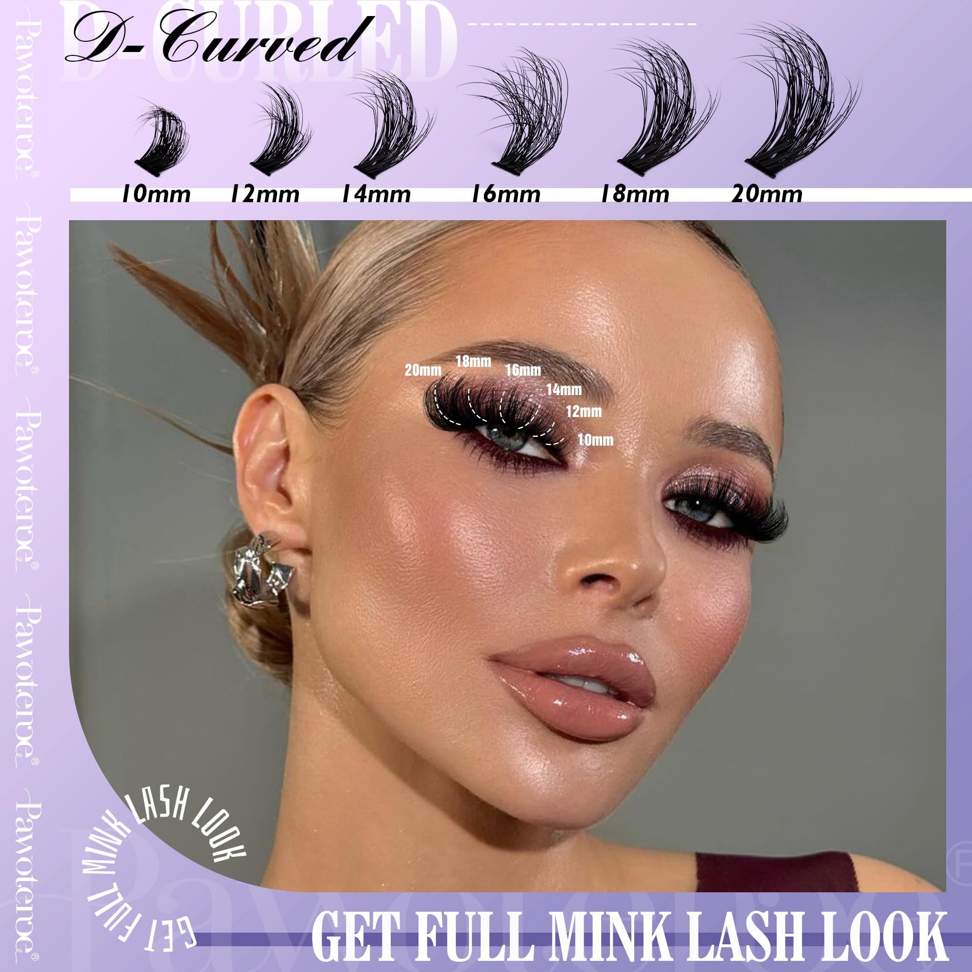Pawotence Lash Extension Kit DIY 280pcs Individual Lash Clusters Kit 20D&30D Natural 9-15mm Cluster Eyelash Extensions Kit with Lash Bond and Seal, Tweezers for Self Use (20D&30D, 0.07D, 9-15mm, Kit)
