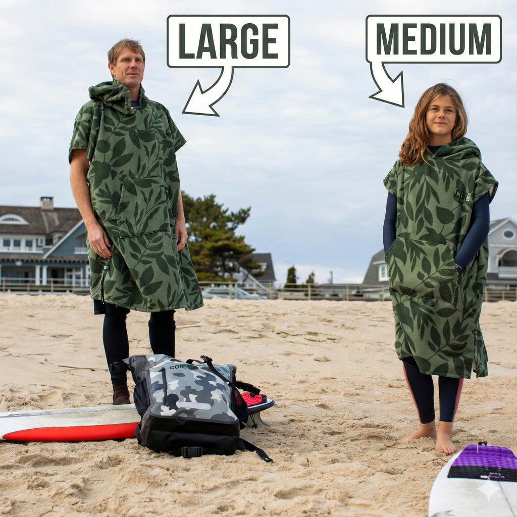 COR Surf Poncho Changing Towel Robe with Hood and Front Pocket | Thick Quick Dry Microfiber Wetsuit Poncho Towel for Surfing Beach Pool Swim (Medium, Cobalt)