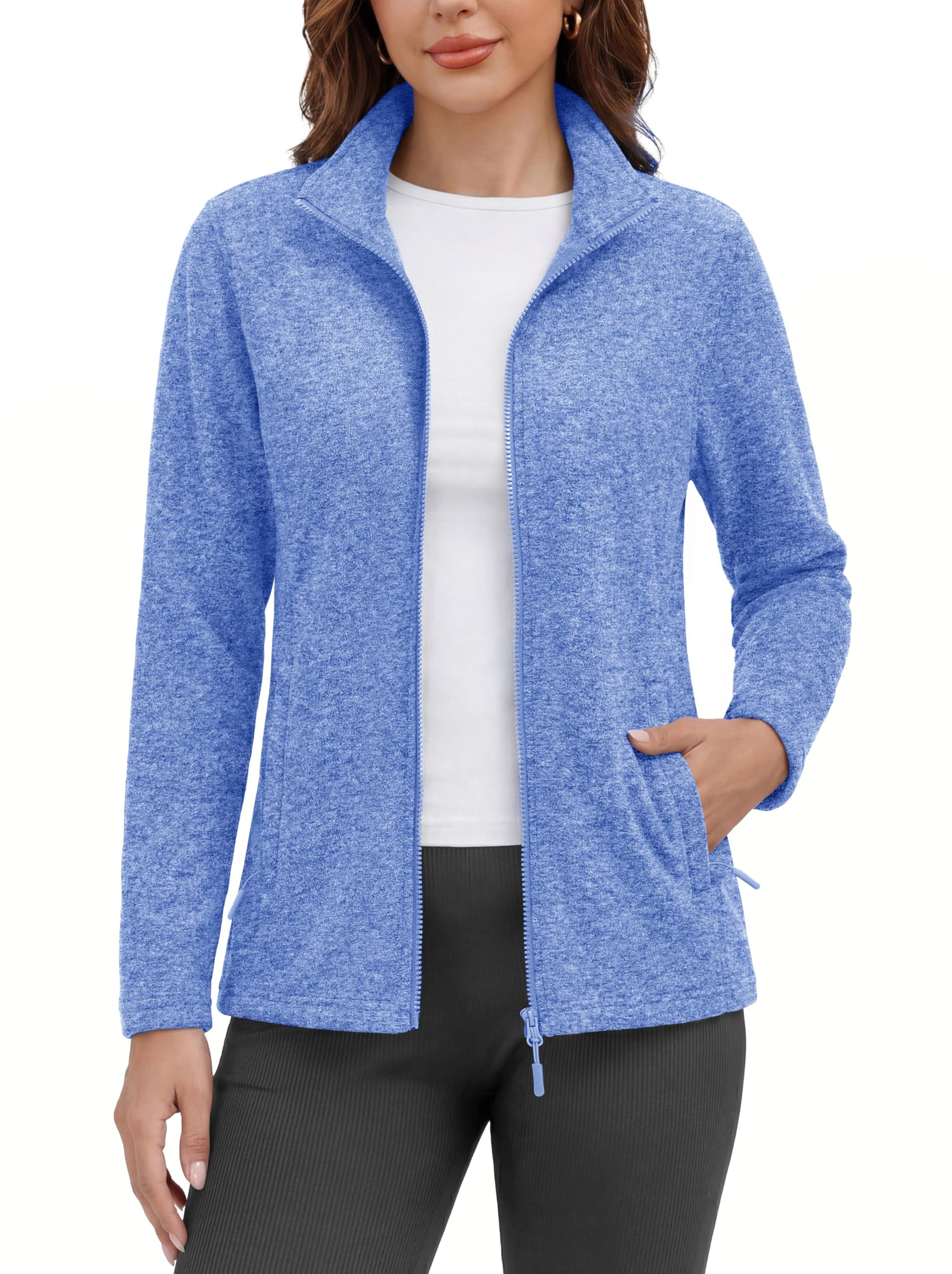 MAGCOMSEN Fleece Jacket Women Zip UP Lightweight Soft Polar Warm Winter Jackets for Women with Pockets Outdoor Hiking