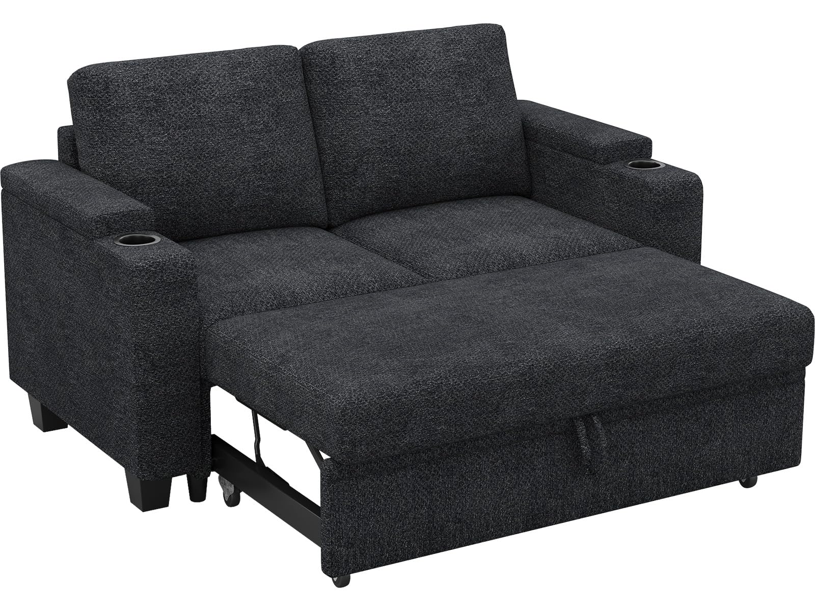 Belffin Modular Sectional Sleeper Sofa Bed with Storage Chaise L Shaped Sectional Couches for Living Room Armrest with Cup Holder. White Couch