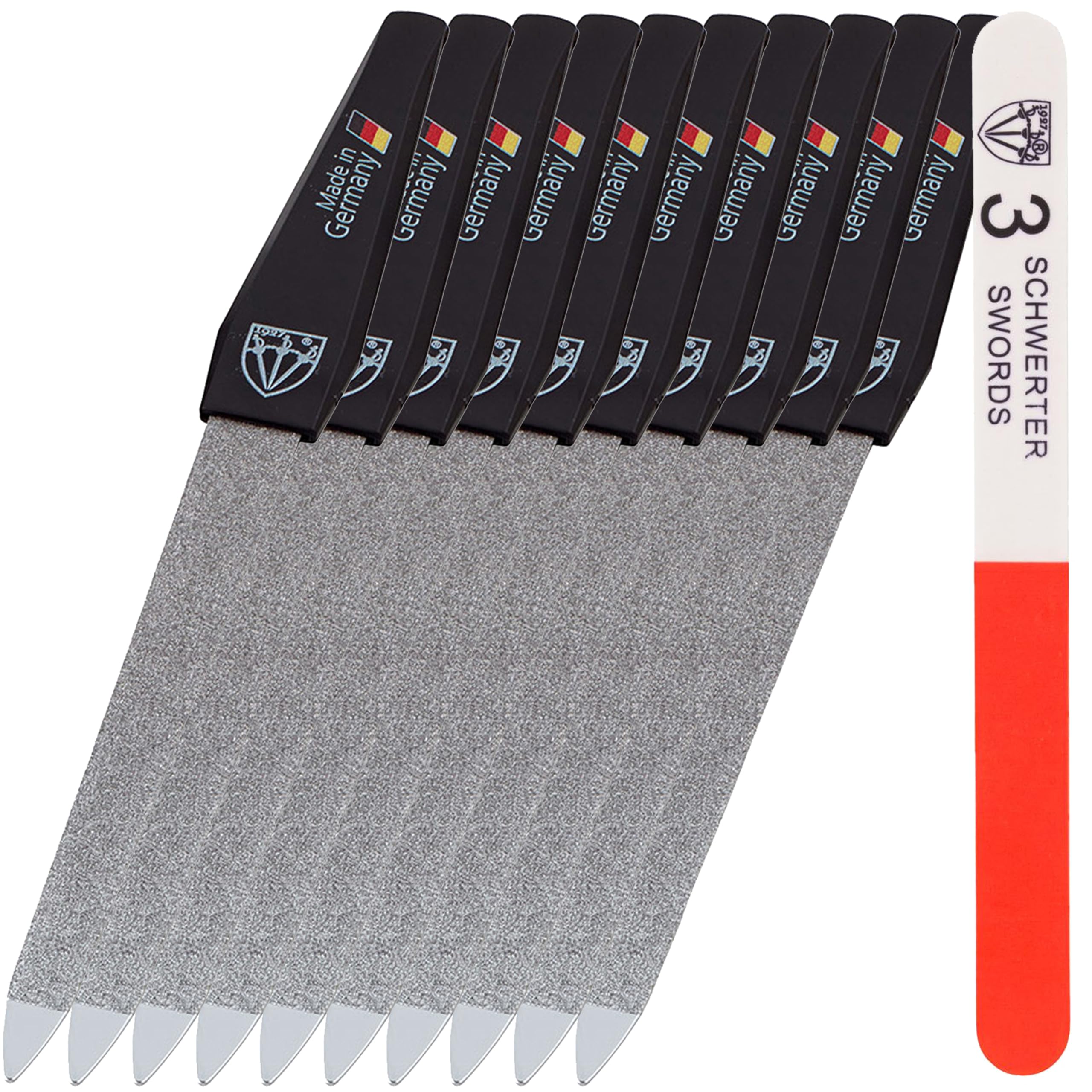 3 Swords Germany - Sapphire Metal Nail File Set 10 Pieces with 1 Piece 3-Way Nail Buffer – Nail Care Made in SOLINGEN/Germany