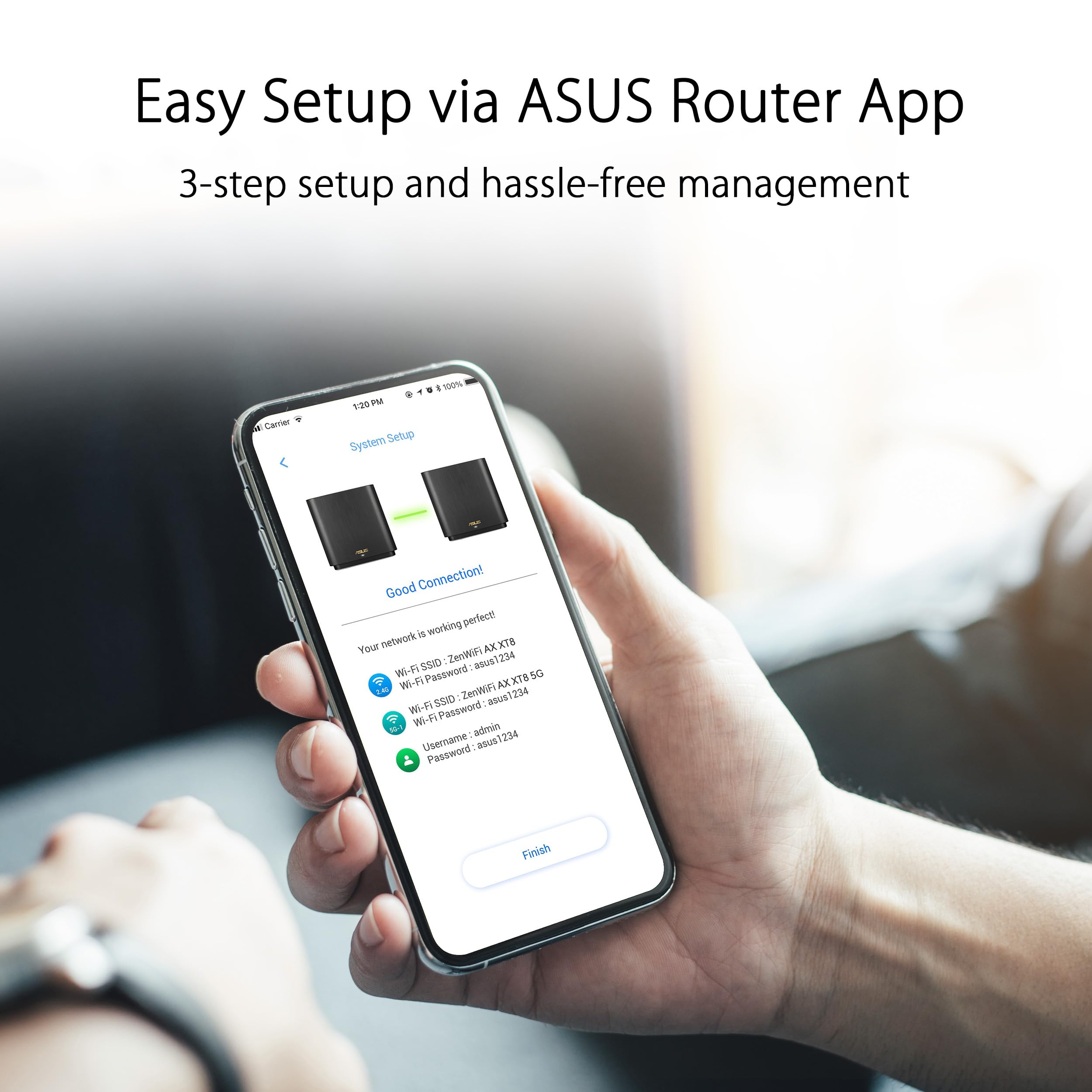 ASUS ZenWiFi AX6600 Tri-Band Mesh WiFi 6 System (XT8 1PK) - Whole Home Coverage up to 2750 sq.ft & 4+ rooms, AiMesh, Included Lifetime Internet Security, Easy Setup, 3 SSID, Parental Control, Charcoal