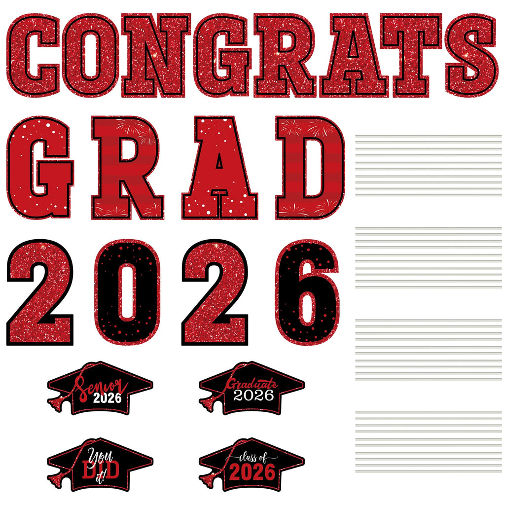 HOVACY 20 PCS Black Gold Graduation Yard Signs Class of 2026 | Black Gold 20 PCS, 40 Stakes, 11.57 x 16.14 in, Corrugated Plastic, Waterproof, Congrats Grad Sign, Graduation Sign