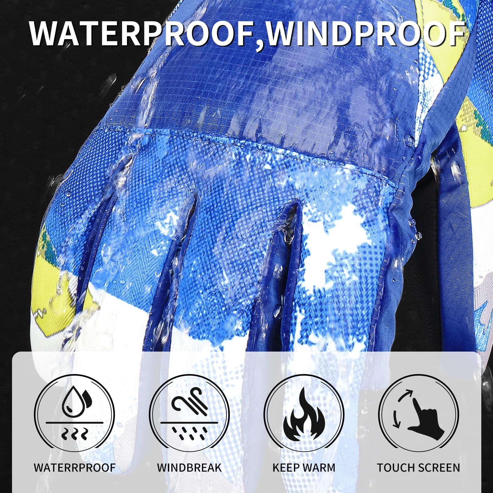 Ski Gloves,Snow Gloves Waterproof Winter Warm Cold Weather Touchscreen Gloves for Parent& Child Kids Skiing,Snowboarding