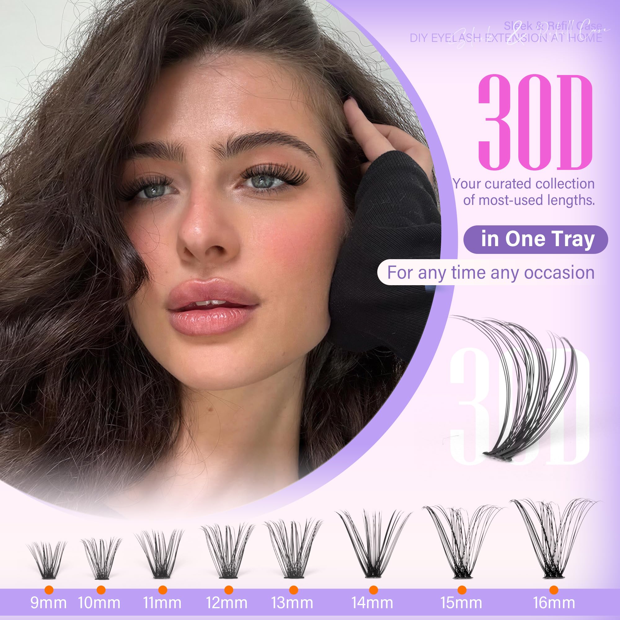 Pawotence Lash Extension Kit DIY 280pcs Individual Lash Clusters Kit 20D&30D Natural 9-15mm Cluster Eyelash Extensions Kit with Lash Bond and Seal, Tweezers for Self Use (20D&30D, 0.07D, 9-15mm, Kit)