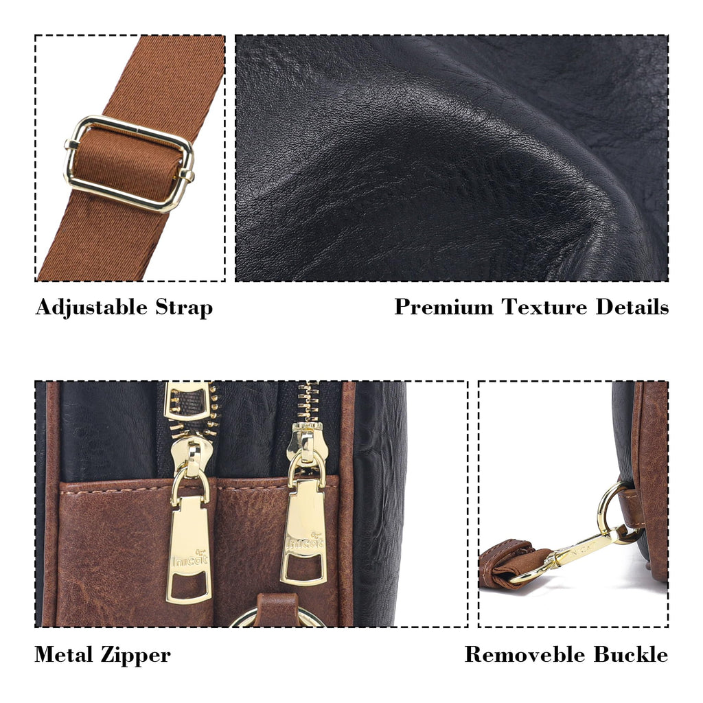 INICAT Small Crossbody Sling Bags Faux Leather Fanny Packs Purses for Women Everyday & Travel