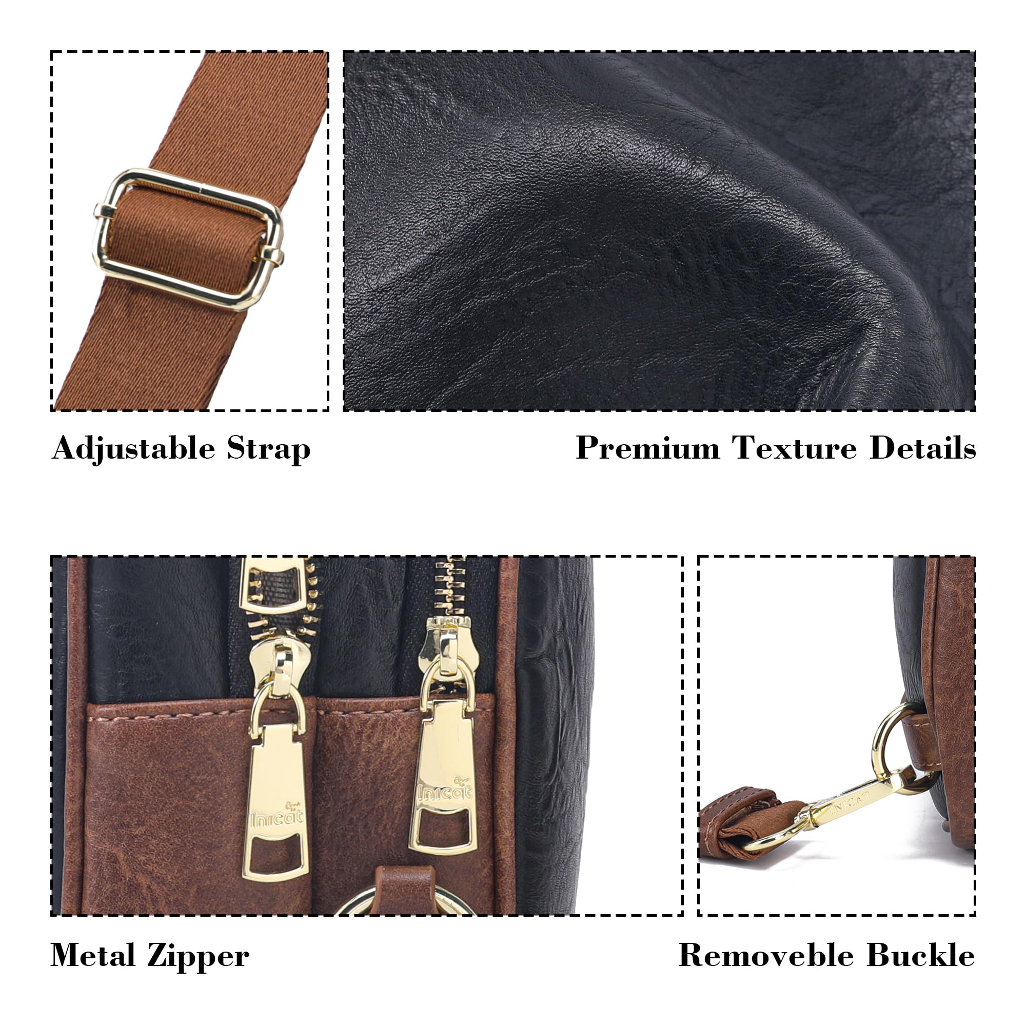 INICAT Small Crossbody Sling Bags Faux Leather Fanny Packs Purses for Women Everyday & Travel