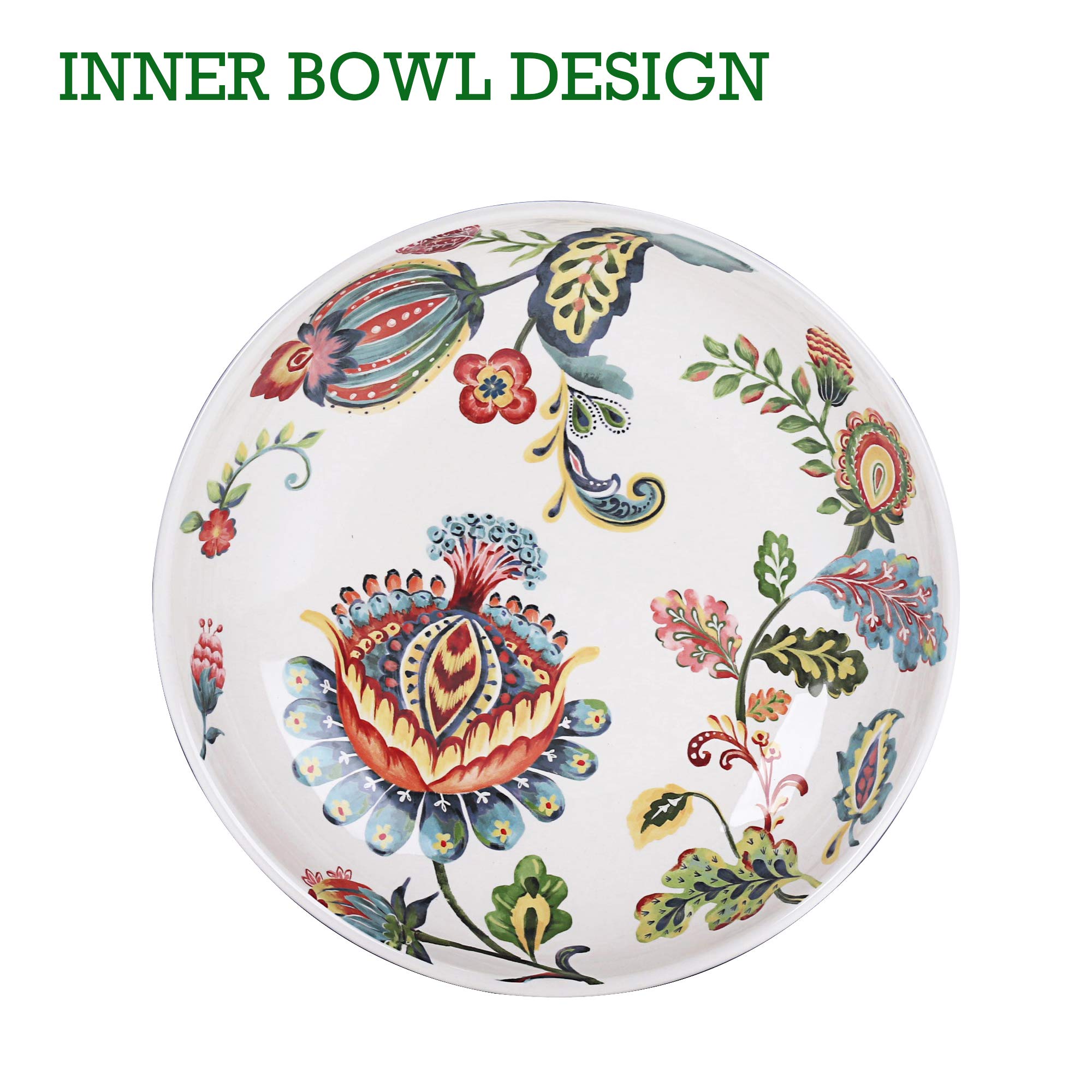 Bico Blue Talavera Pasta Bowls, 35oz Salad Bowl Set of 4, Large Ceramic Serving Dinner Bowls for Soup and Cereal, Microwave and Dishwasher Safe, Gift for Housewarming and Thanksgiving