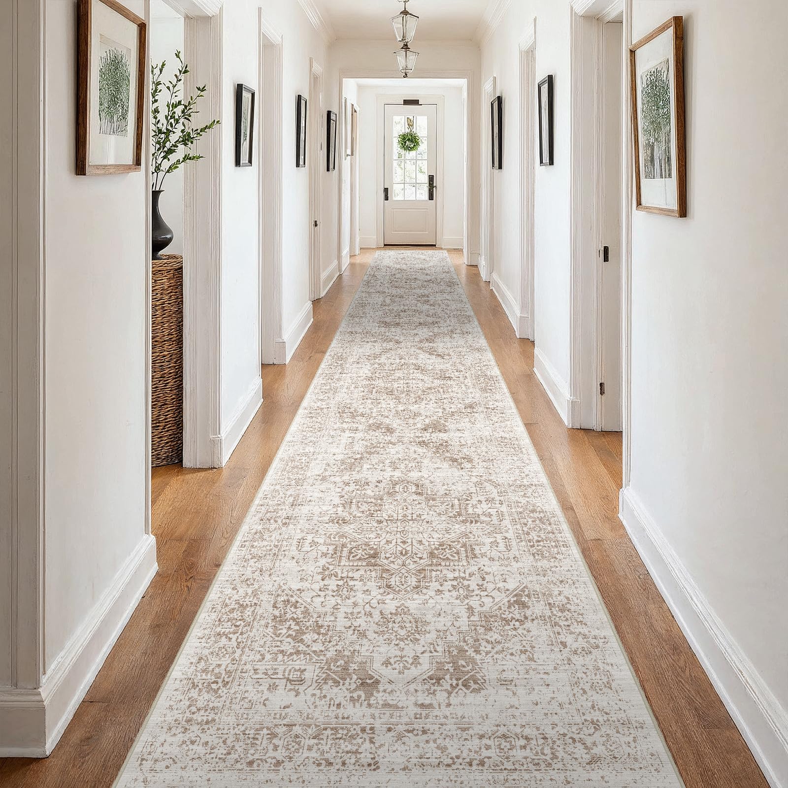 2x5 Washable Kitchen Runner Rug - Soft Low Pile Floral Animal Cat Print Rugs with Non-Slip Backing Waterproof Stain-Resistant Indoor Carpet for Hallway Entryway Bathroom Bedroom (Black)