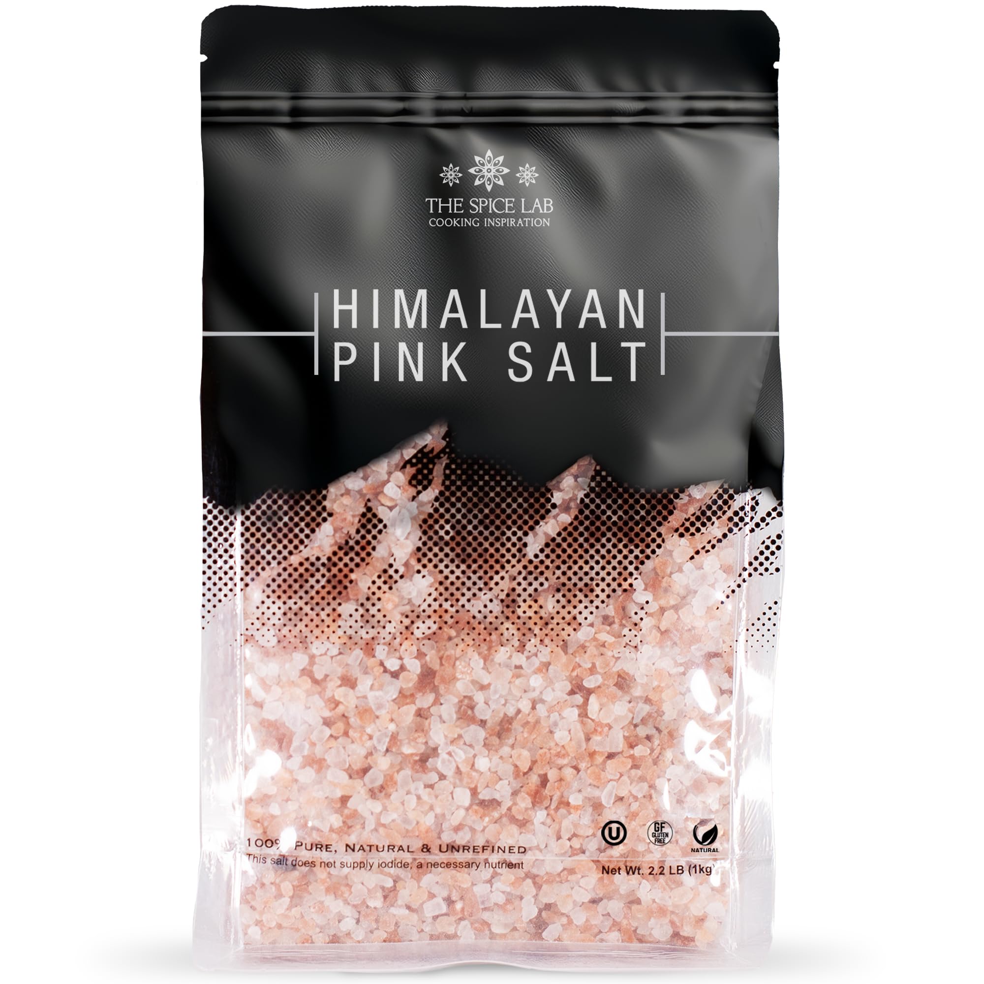 Pink Himalayan Salt - (Coarse Grain) - 1 lb Bag - All Purpose Cooking & Table Salt - Our Salt will work in a Salt Mill or Salt Grinder - Non GMO, OU Kosher Sea Salt - Nutrient and Mineral Dense for Health - 100% Certified & Tested. By The Spice Lab