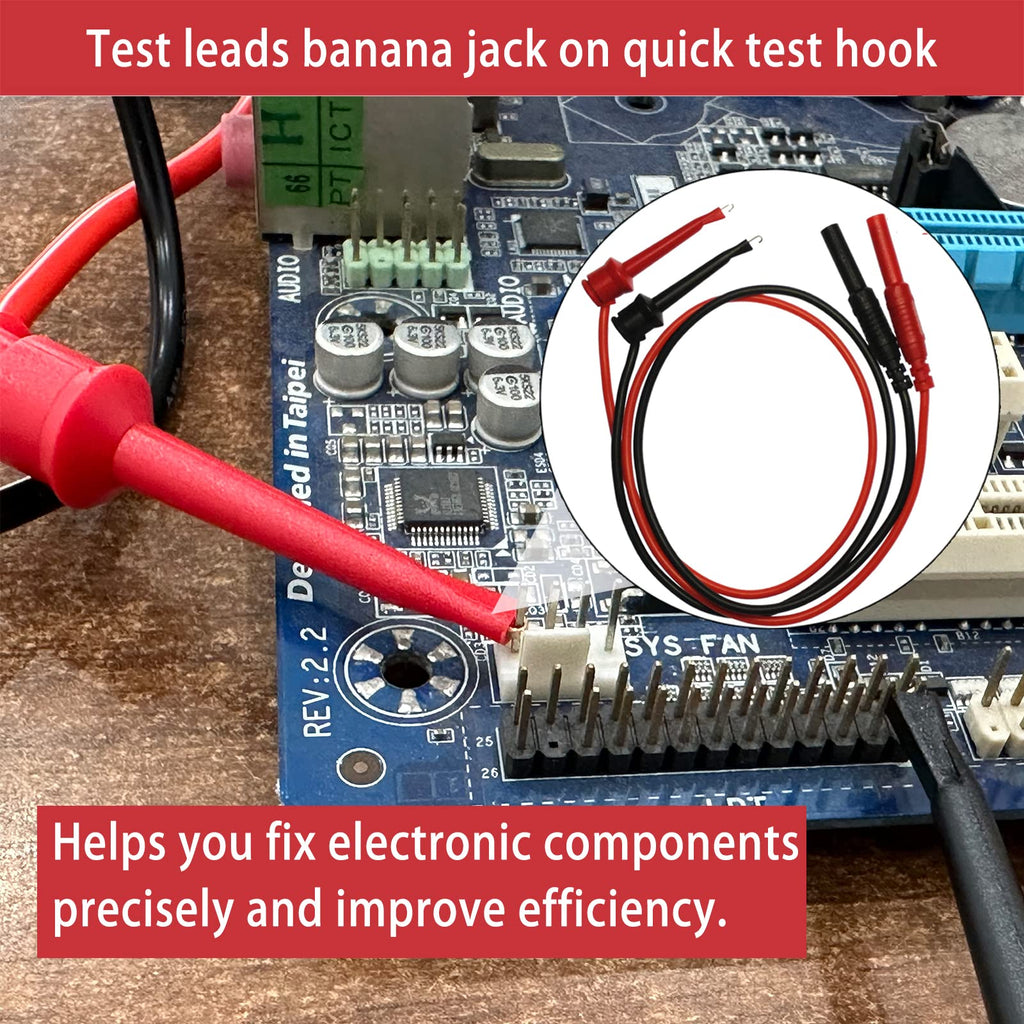 12pc Multimeter Test Leads,Test Leads with Alligator Clips,Test Hook,Banana Plug Leads,Telescopic Testing Hook,Suitable for Fluke, Kaiweets, Innova Multimeter, Voltmeter, Clamp Meter