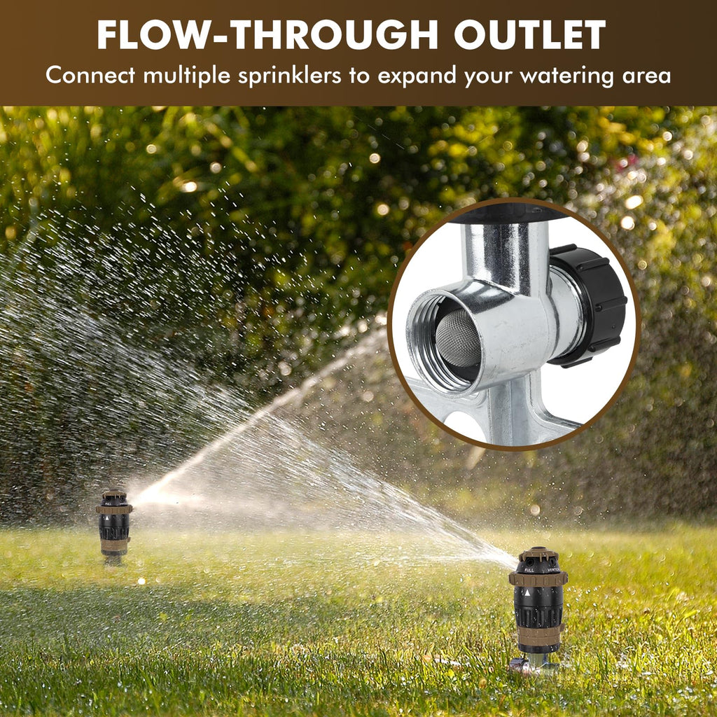 RESTMO Gear Drive Sprinkler with Metal Spike Base, 5-Pattern Heavy Duty Gardening Watering System, Multi-Adjustable Lawn Sprinkle for Garden Plant, Flower Bed and Large Yard Area Watering, Gray