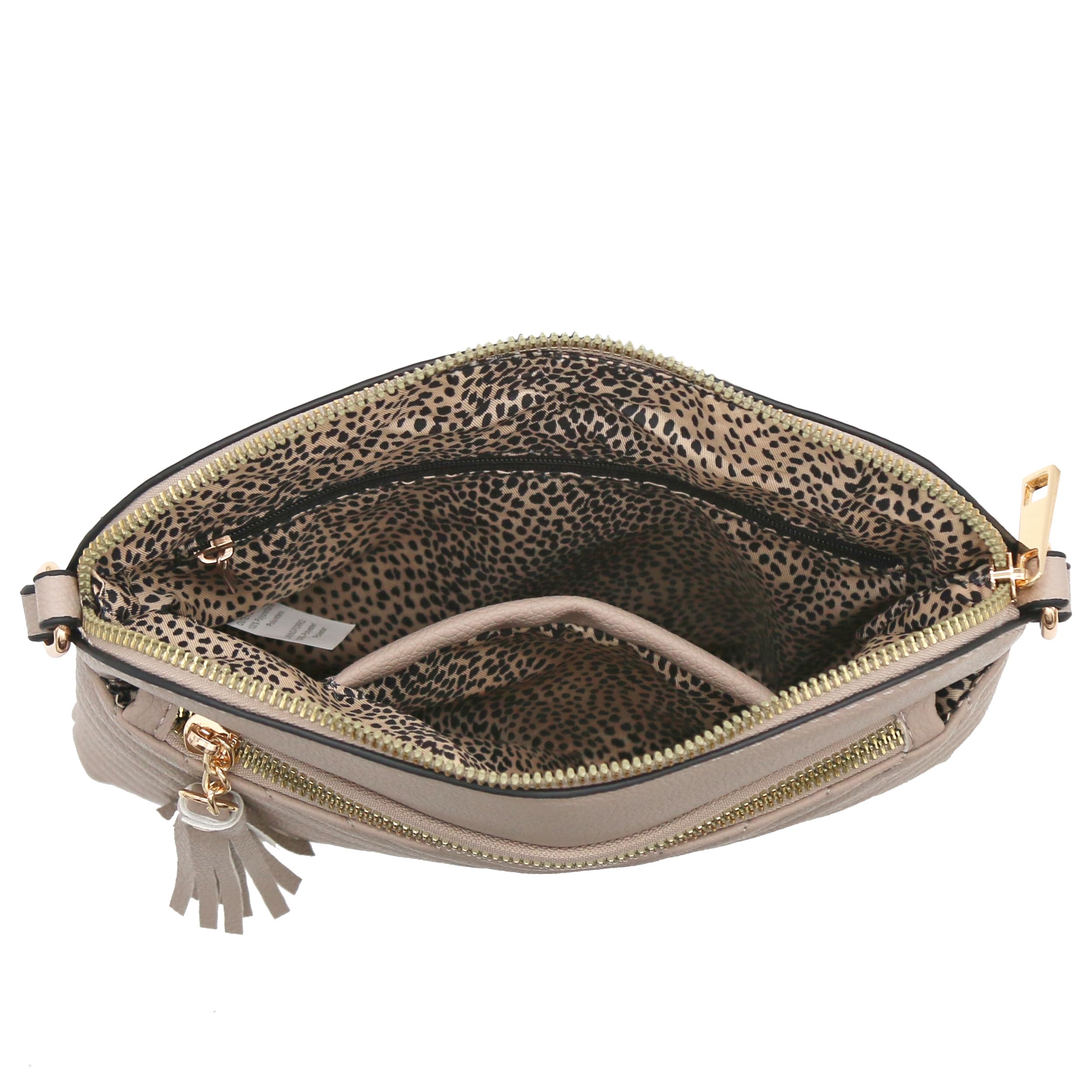 FashionPuzzle Chevron Quilted Medium Crossbody Bag with Tassel Accent