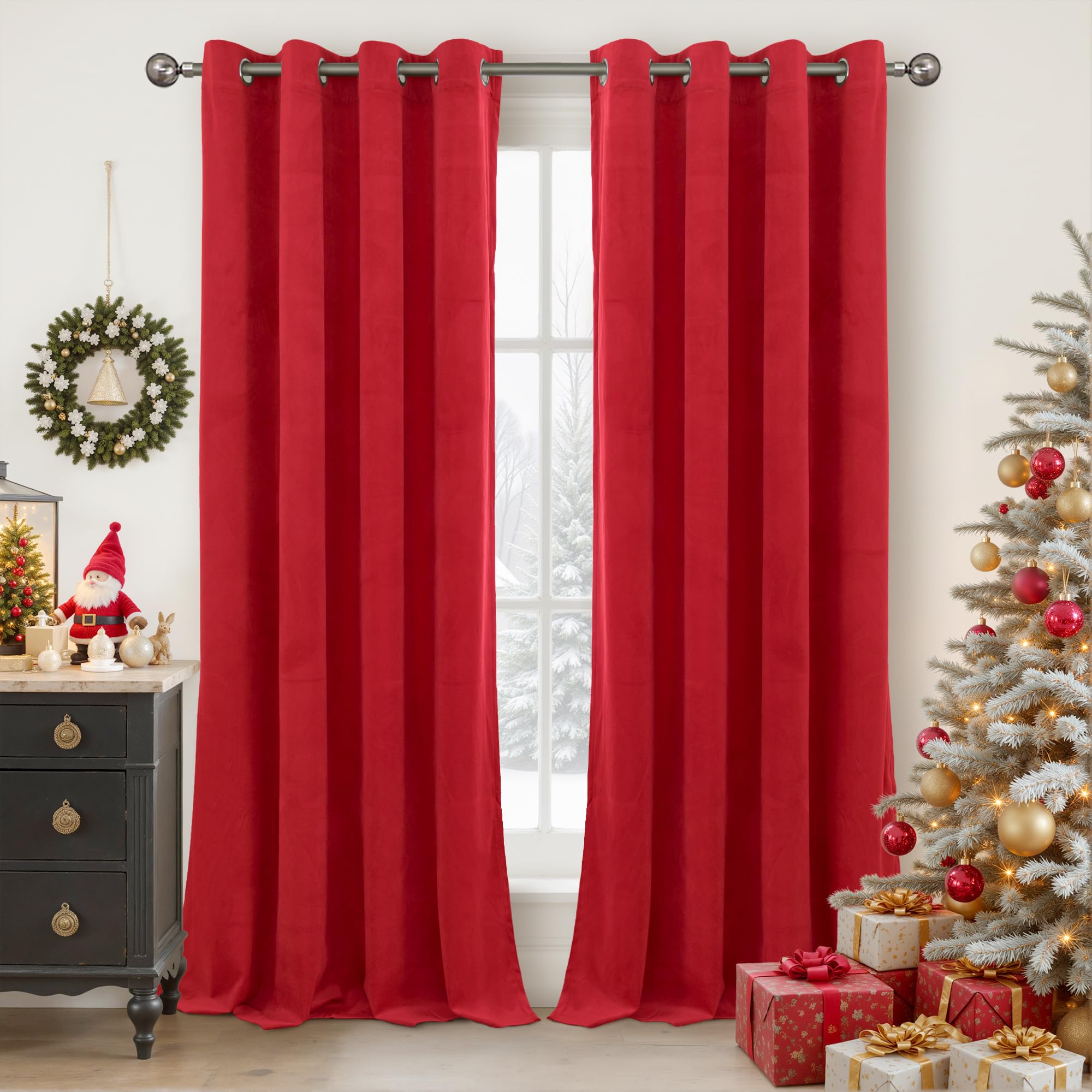 YoungsTex Velvet Black Out Curtains 63 Inches Long for Bedroom, Grommet Thermal Insulated Drapes Room Darkening Privacy for Living Room, Black, 2 Panels, 52 X 63 Inch