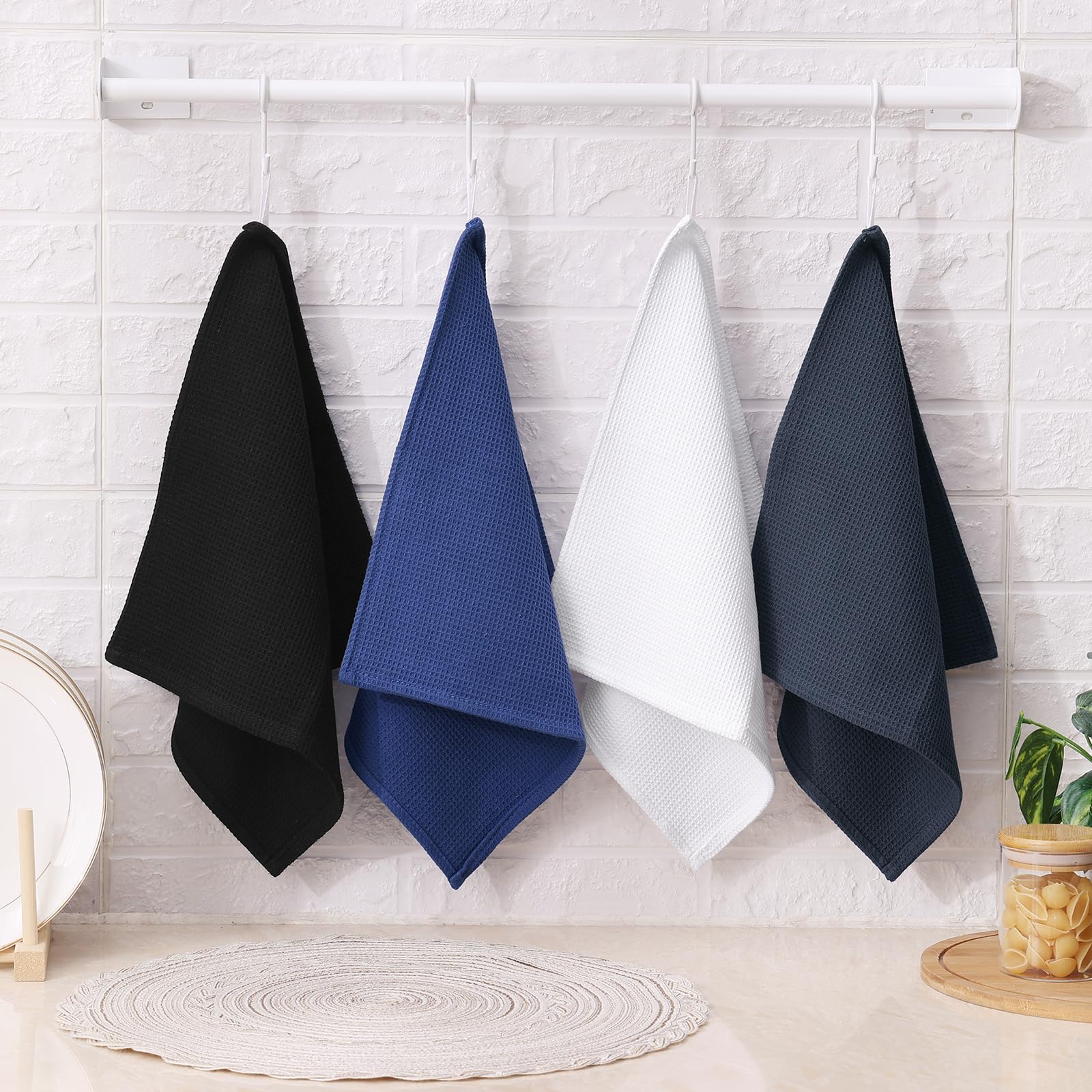 Homaxy 100% Cotton Waffle Weave Dish Cloths - 6 Pack Soft and Absorbent Dish Towels - 12 x 12 Inches Quick Dry Dish Rags - Beige