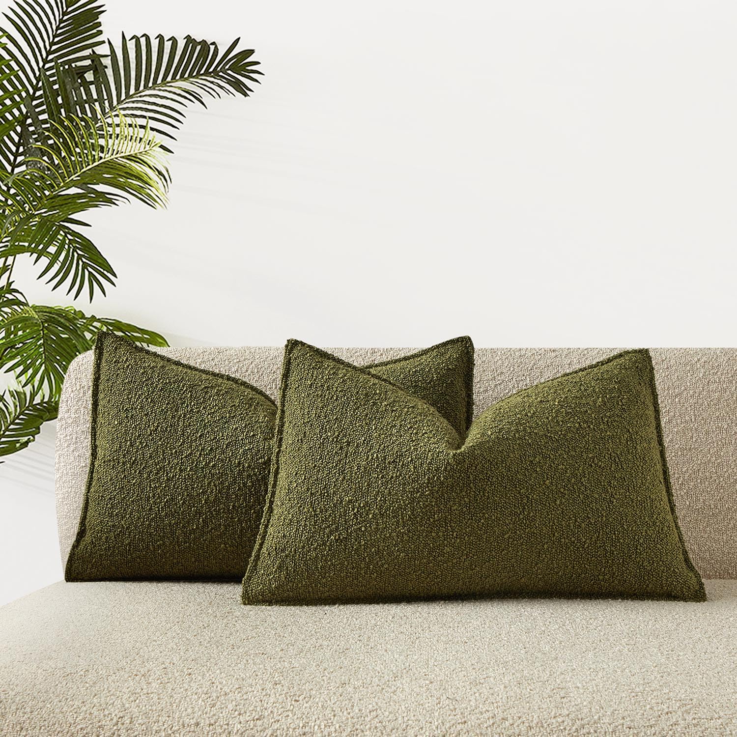 JUSPURBET Pillow Covers Set of 2 Decorative Throw Pillow Covers Case for Couch Sofa Bed Soft Boucle Textured Cushion Covers with Hidden Zipper for Home Decor Living Room 16x16,Beige