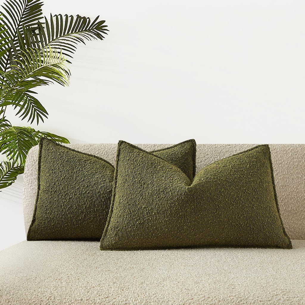 JUSPURBET Pillow Covers Set of 2 Decorative Throw Pillow Covers Case for Couch Sofa Bed Soft Boucle Textured Cushion Covers with Hidden Zipper for Home Decor Living Room 16x16,Beige