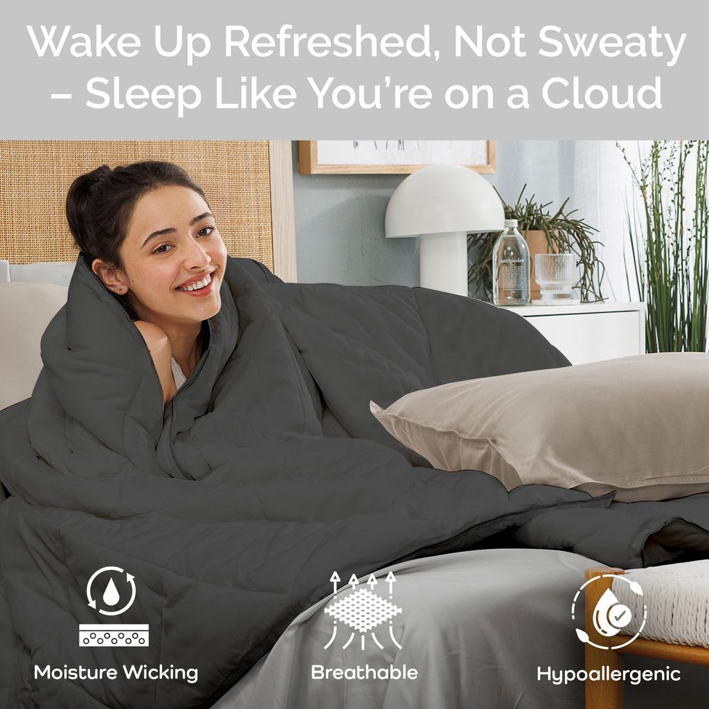 Cooling Comforter Oversized King – Lightweight All Season Down Alternative Duvet Insert, Hypoallergenic Plush Fill, 100% Viscose from Bamboo Cover - Charcoal, 116"x 98"