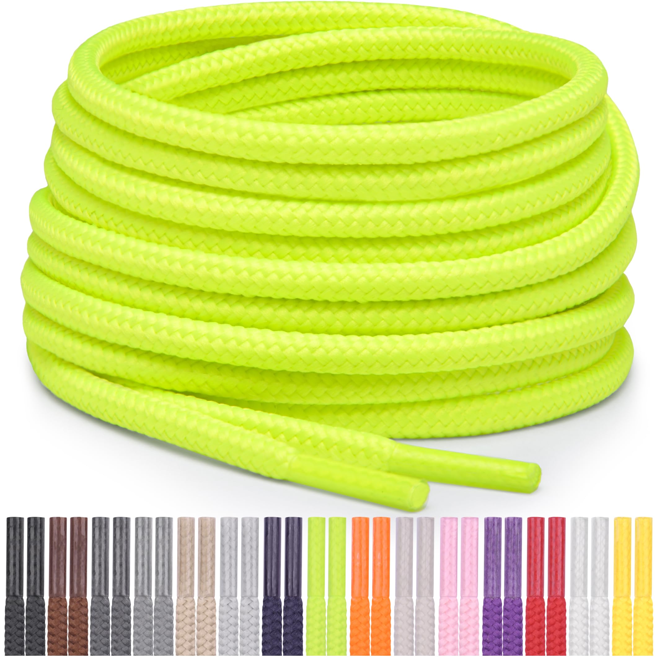Miscly Round Shoelaces [1 Pair] 5/32″ Thick - For Shoes, Sneakers & Boots