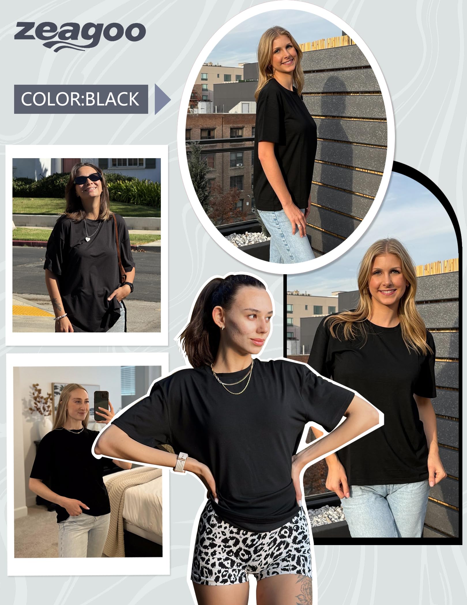 Zeagoo Women's T-Shirts Short Sleeve Tops Summer Casual Blouse Crew Neck Basic Shirt 2 Pack Loose Fit Tee