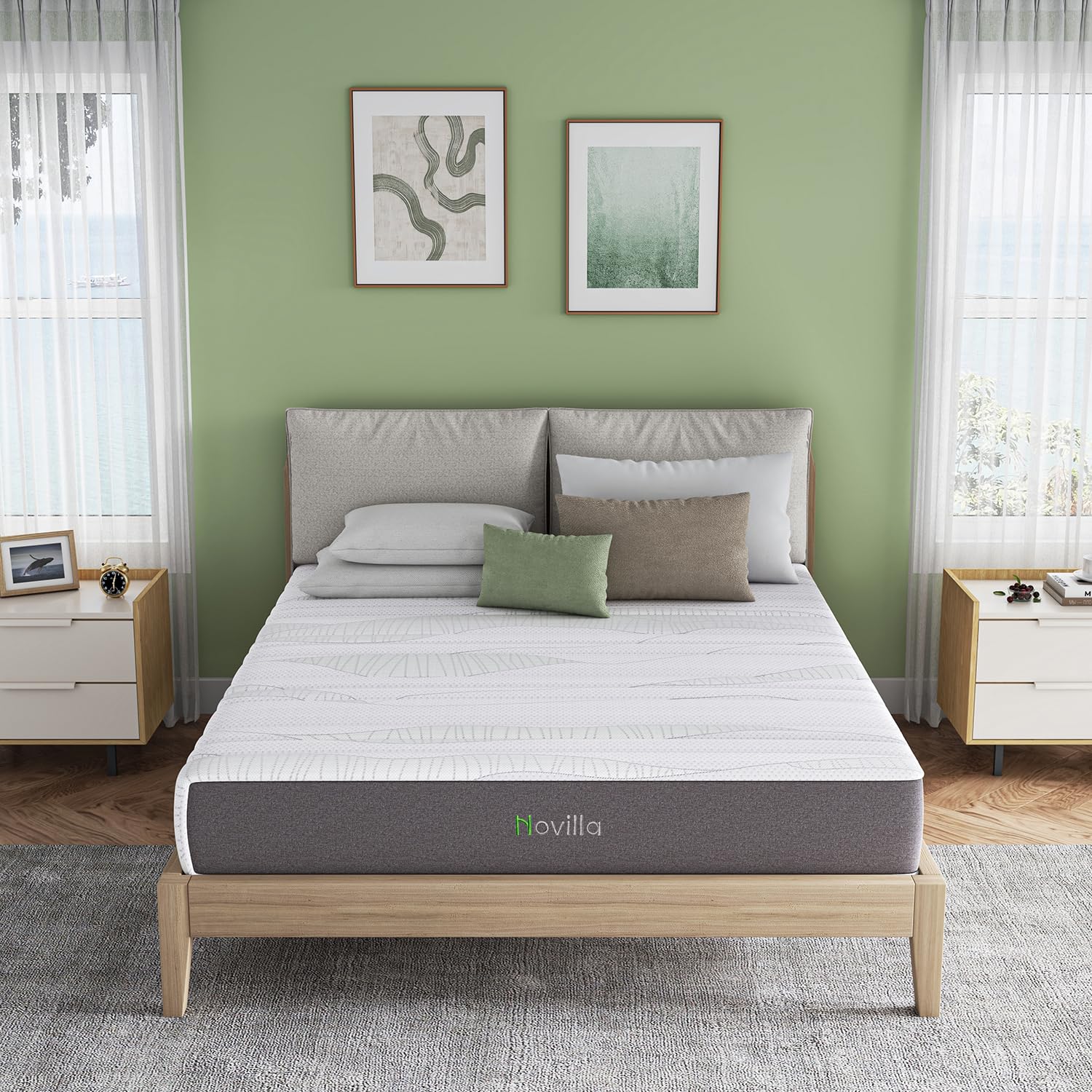 Novilla 12 Inch Queen Size Mattress in a Box with Advanced Cooling Gel Memory Foam Bed with Charcoal Support Layer, Medium-Firm Pressure Relief & Motion Isolation for Balanced Support