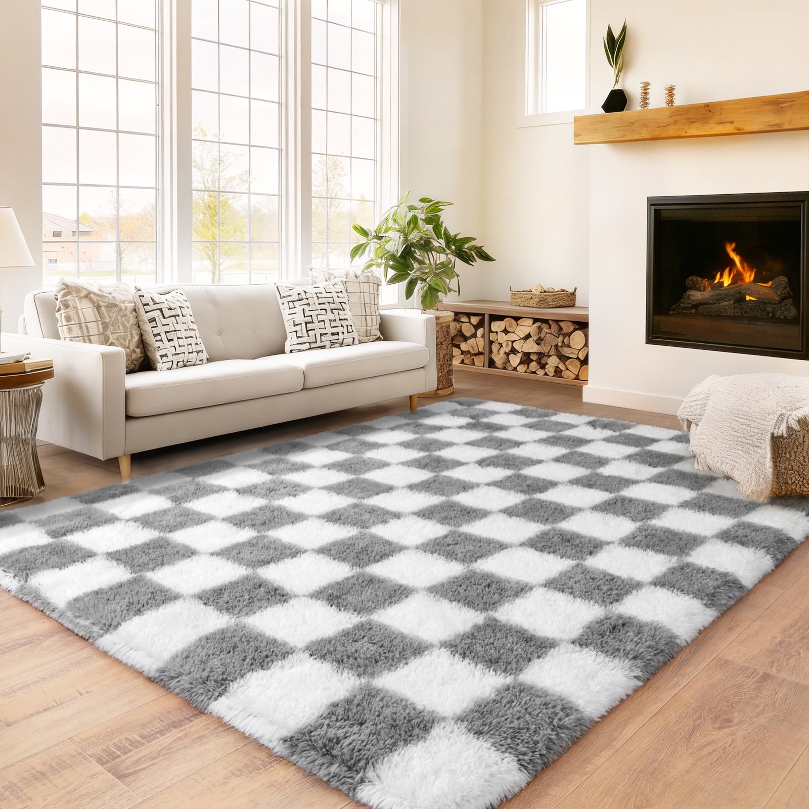 Awaytail Fluffy Rug Washable 2x3 Feet, Pure Black Desk Chair Rug Non-Slip, Super Soft Kids Rug for Boys Nursery Dorm Decor
