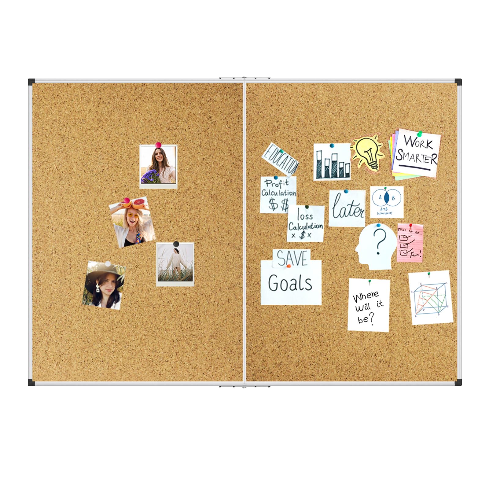 XBoard 24 x 18 Inch Wall-Mounted Office Cork Board, Notice Bulletin Board with Aluminum Frame