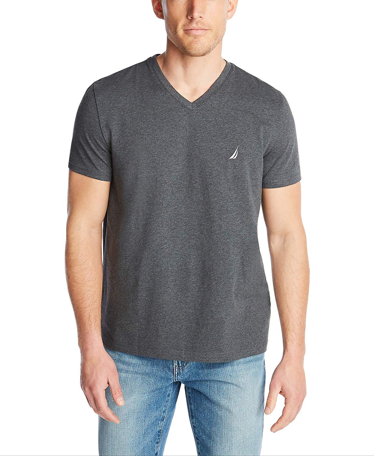 Nautica Mens Short Sleeve Solid Slim Fit V-Neck T-Shirt