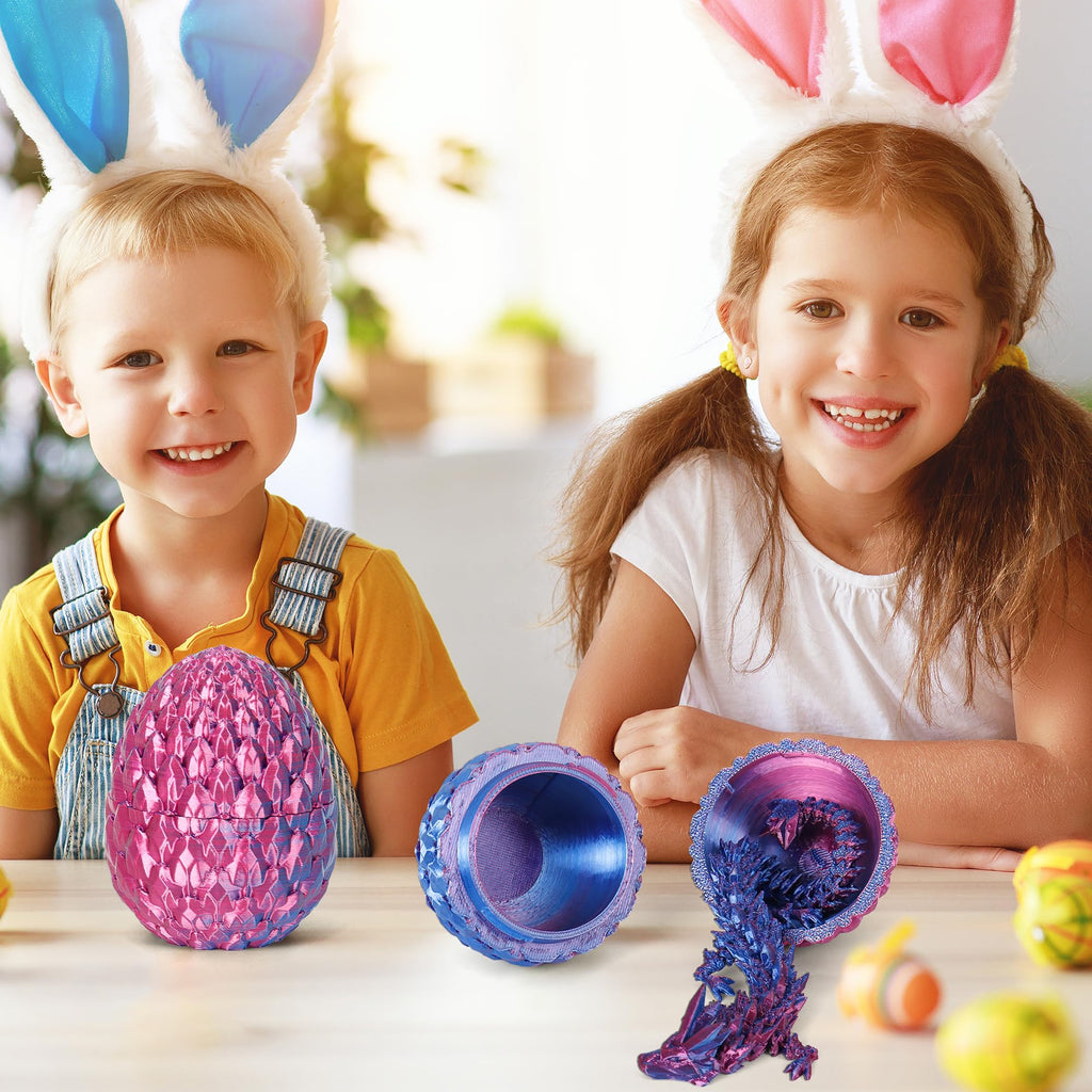 Easter Basket Stuffers 3D Printed Dragon Eggs with Dragon Inside Surprise Mystery Easter Egg Fidget Toy, Articulated Crystal Toys for Kid Easter Egg Hunt Party Favors (1PCS)