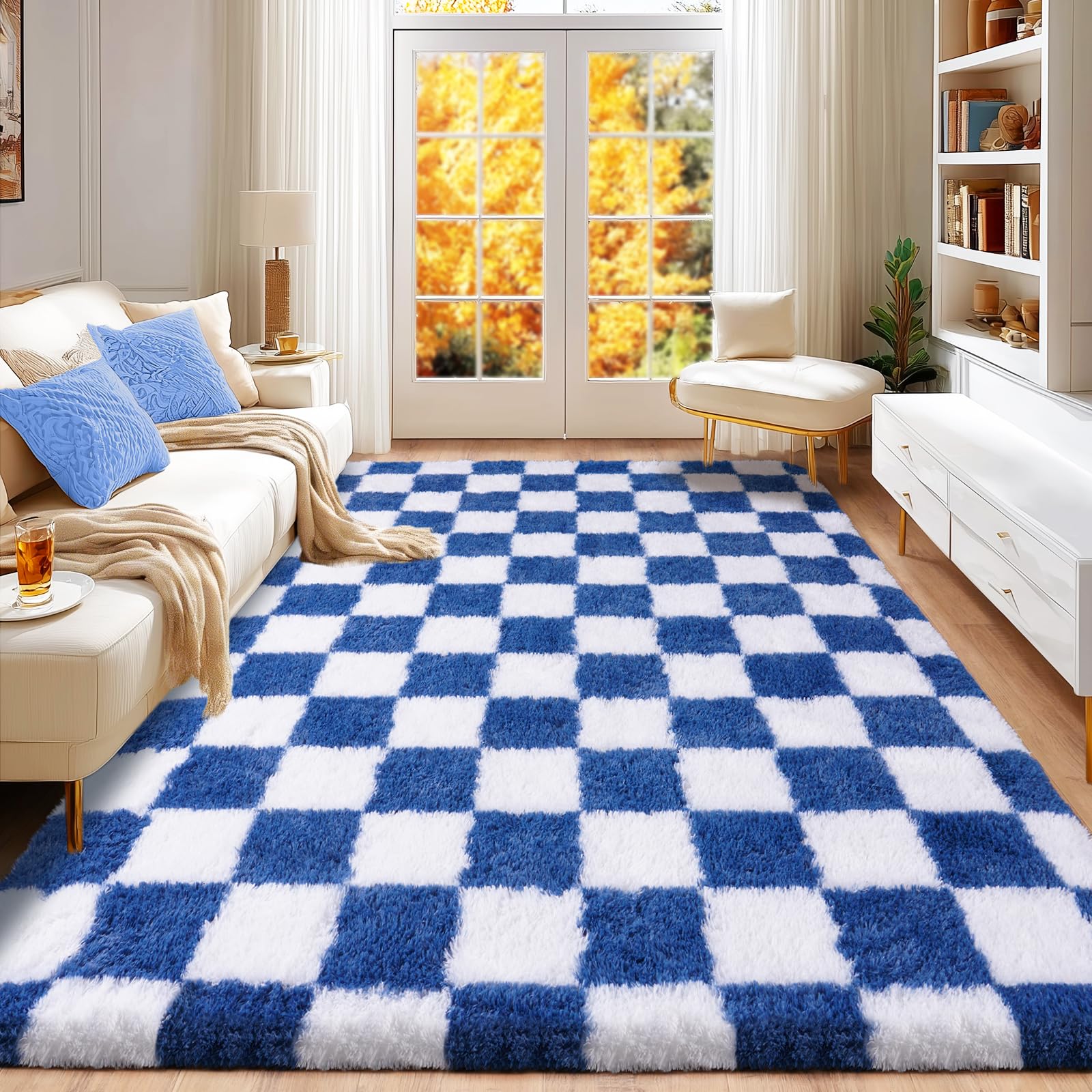 Awaytail Fluffy Rug Washable 2x3 Feet, Pure Black Desk Chair Rug Non-Slip, Super Soft Kids Rug for Boys Nursery Dorm Decor