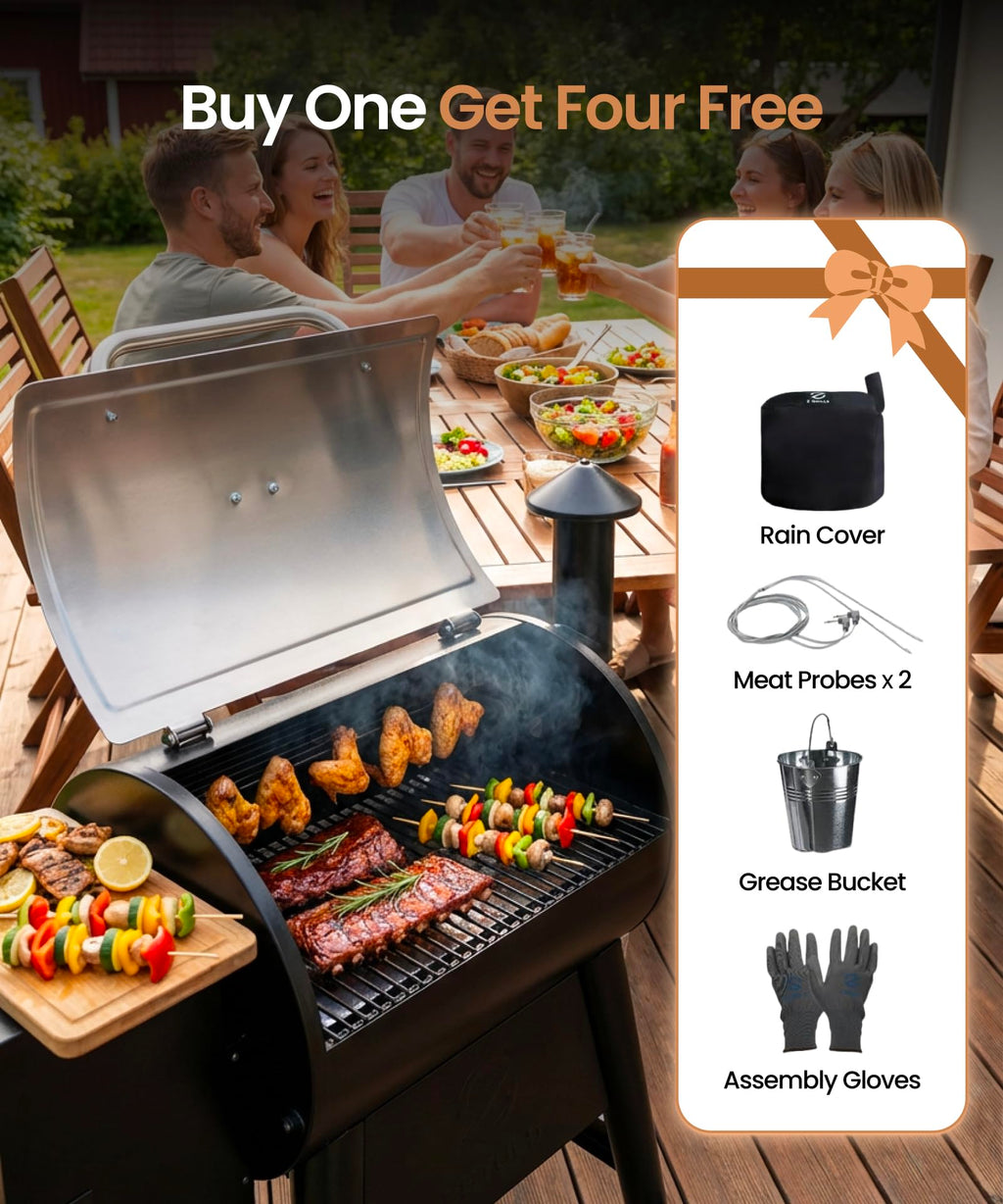 Z GRILLS ZPG-200APro Portable Tabletop Wood Pellet Grill and Smoker, Digital Control, 8 in 1 BBQ Grill for Outdoor Kitchen, Backyard, 202 Sq Inches of Cooking (Black)